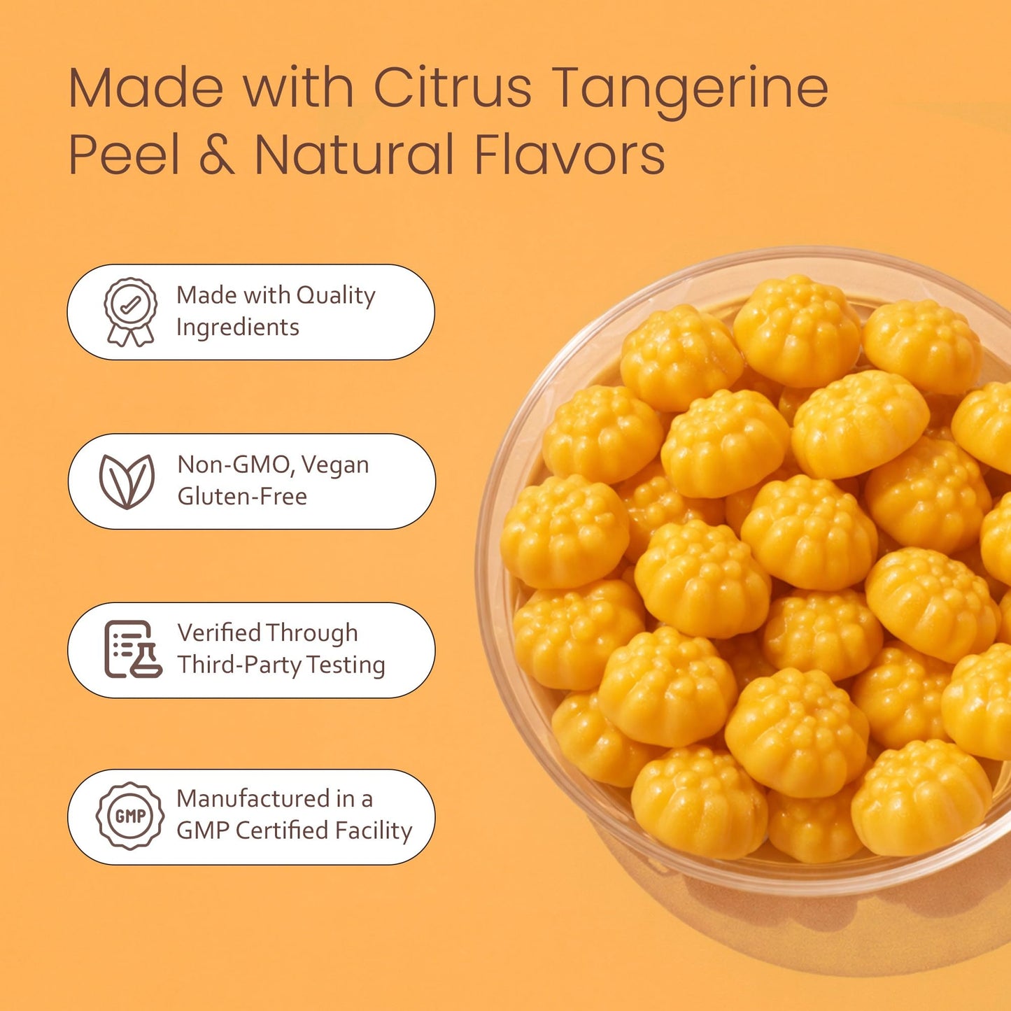 NaturaLife Labs Creatine Monohydrate Gummies - 5g per Serving - Tangerine Flavor - Gluten-Free, Non-GMO, Vegan, Sugar Free - 120 Gummies