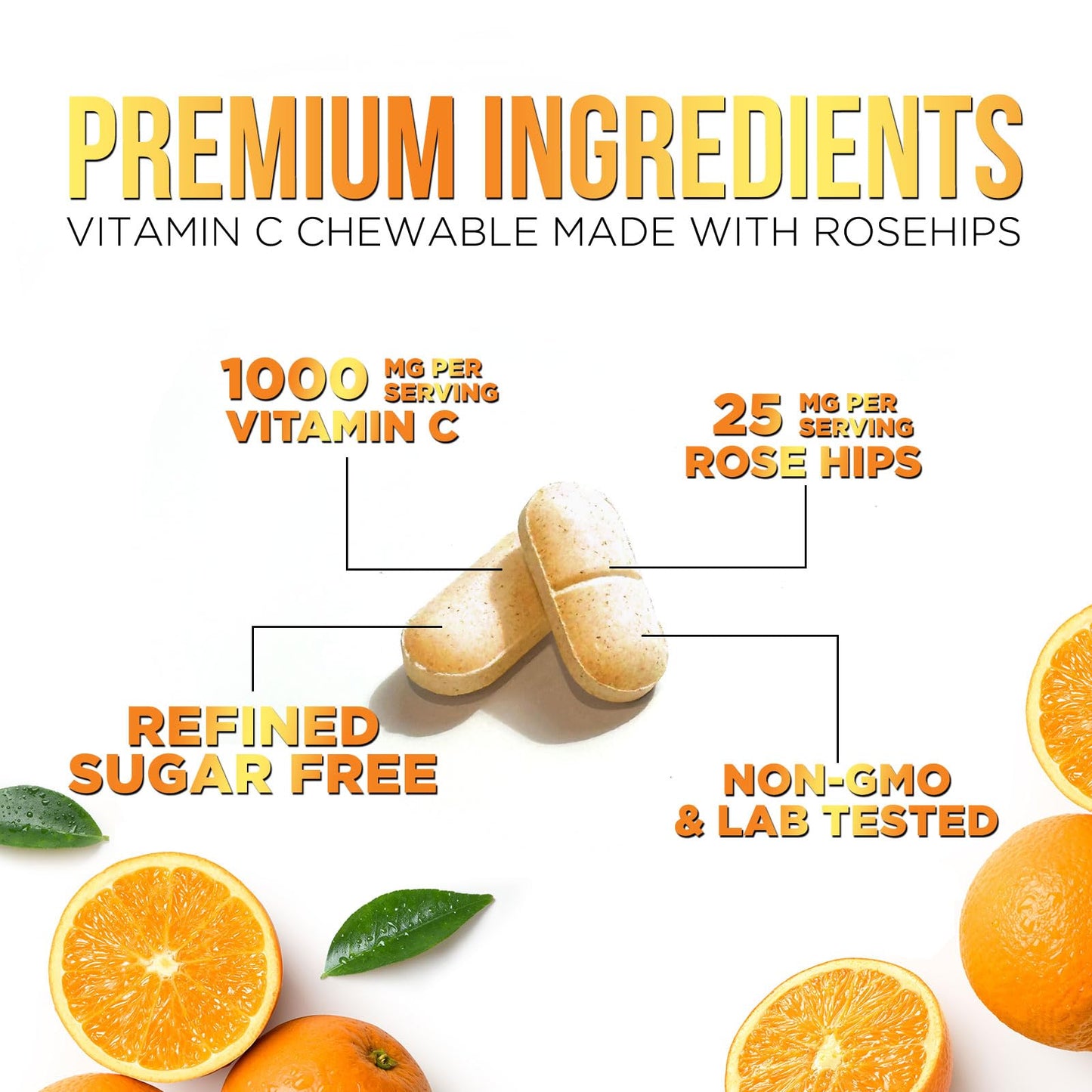 Nature's Peak Vitamin C 1000mg - Extra Strength Immune Support with Rose Hips - 60 Tablets