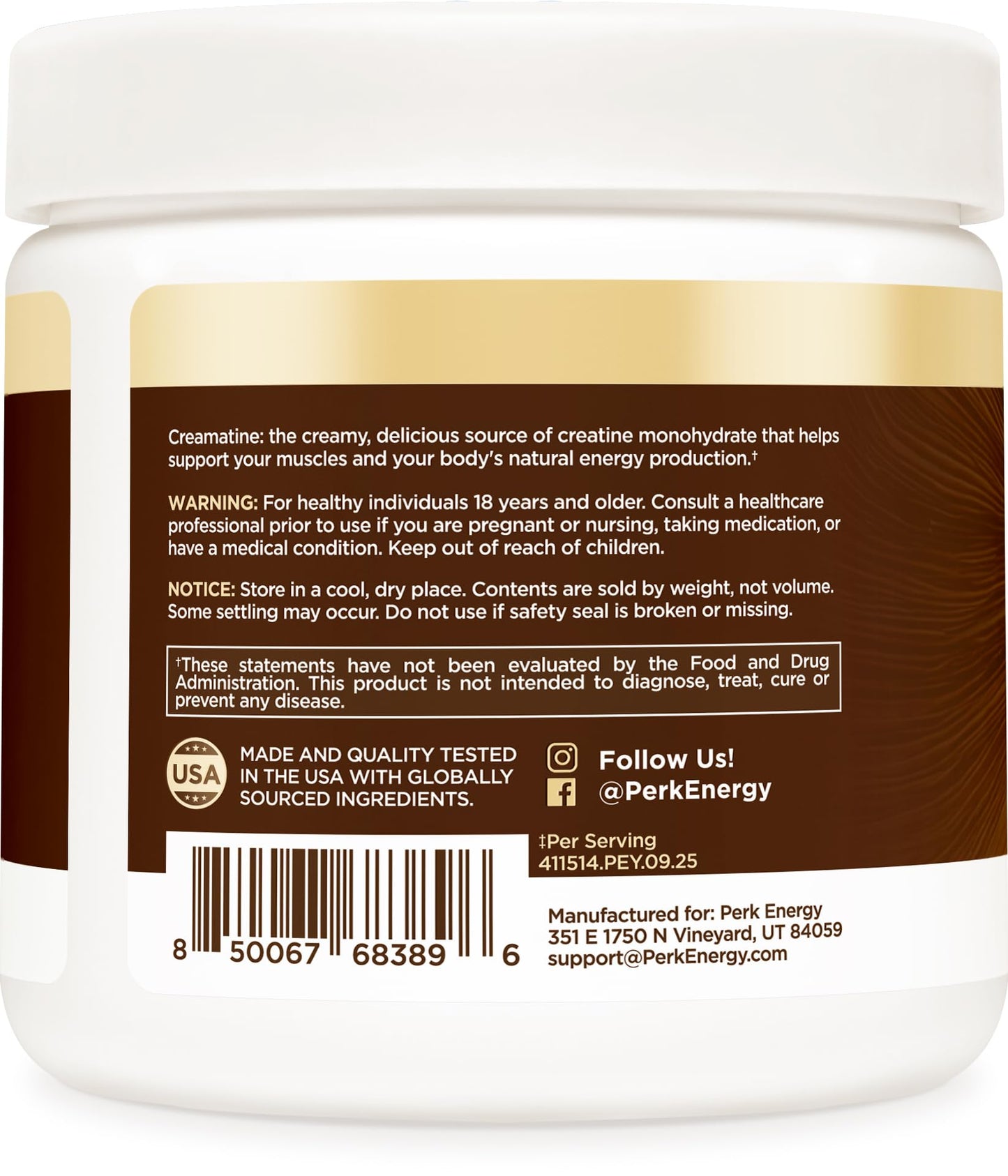 Perk Creamatine (Coconut Cream) Powder, 6.3 oz