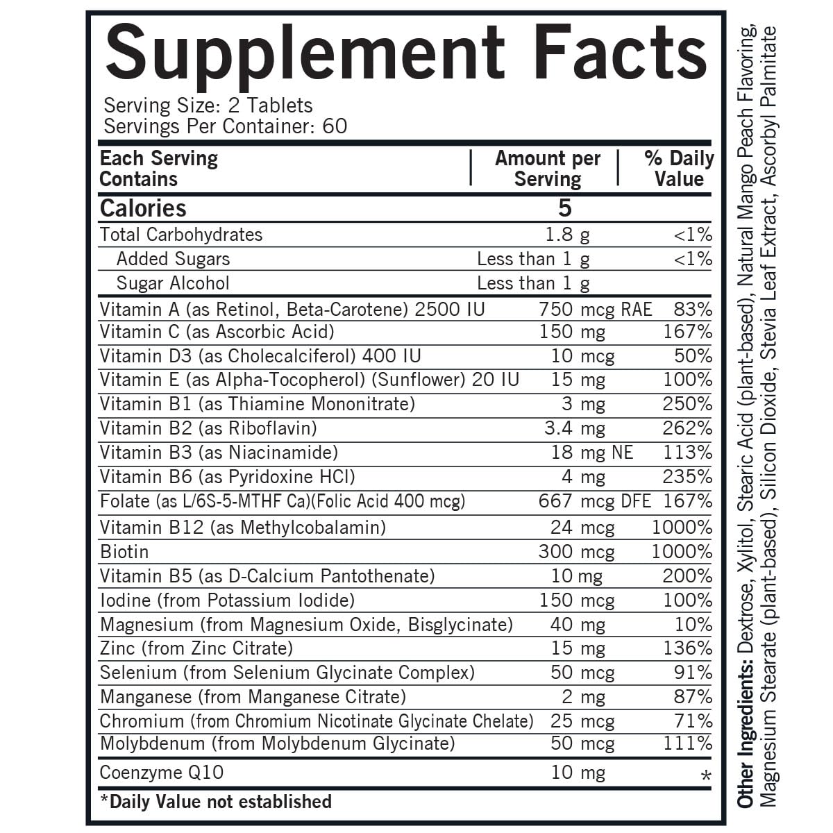 Kirkman Children's Multivitamin & Mineral with 5-MTHF & CoQ10 120 Tablets