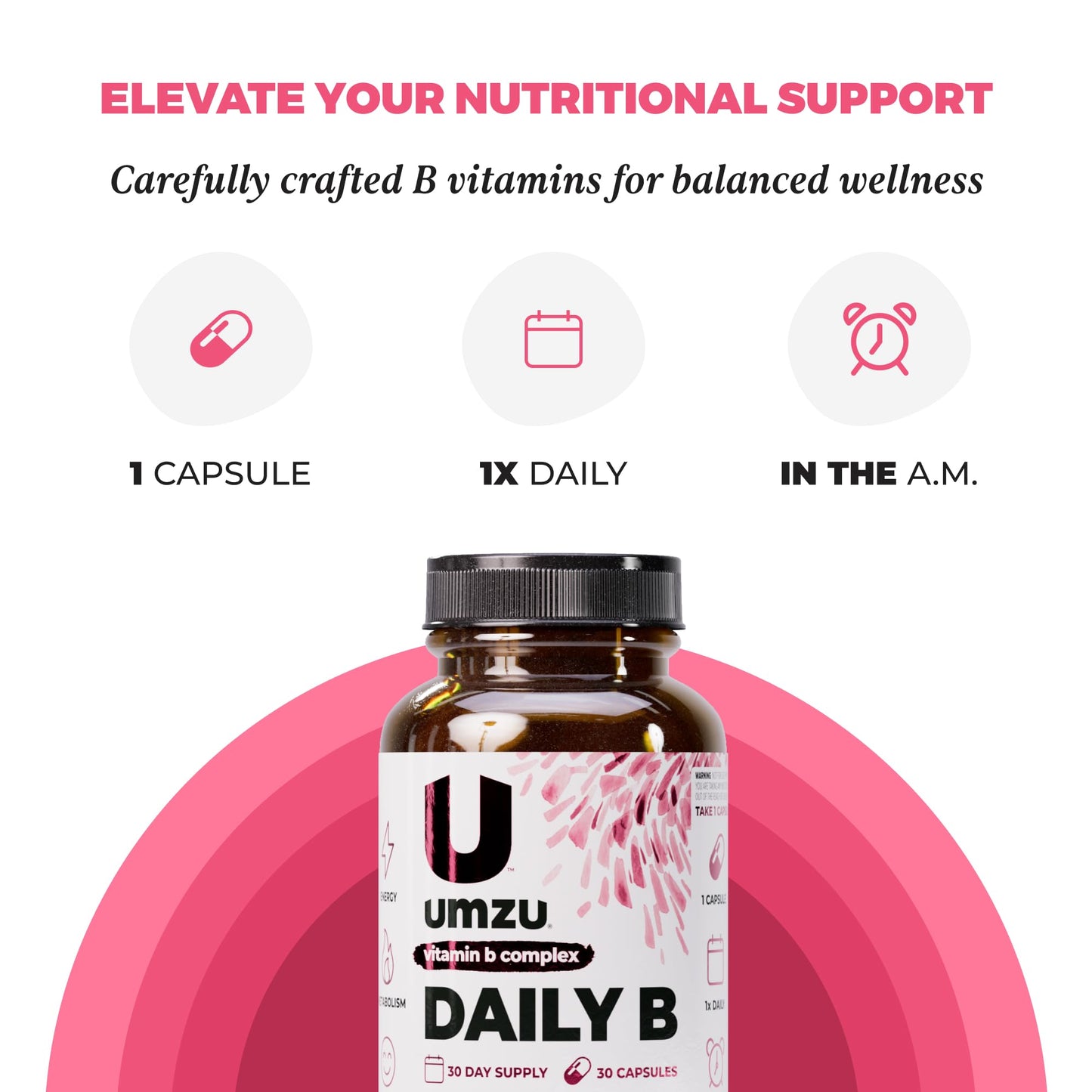 UMZU Daily B Vitamin B-Complex Capsules, 30 Count