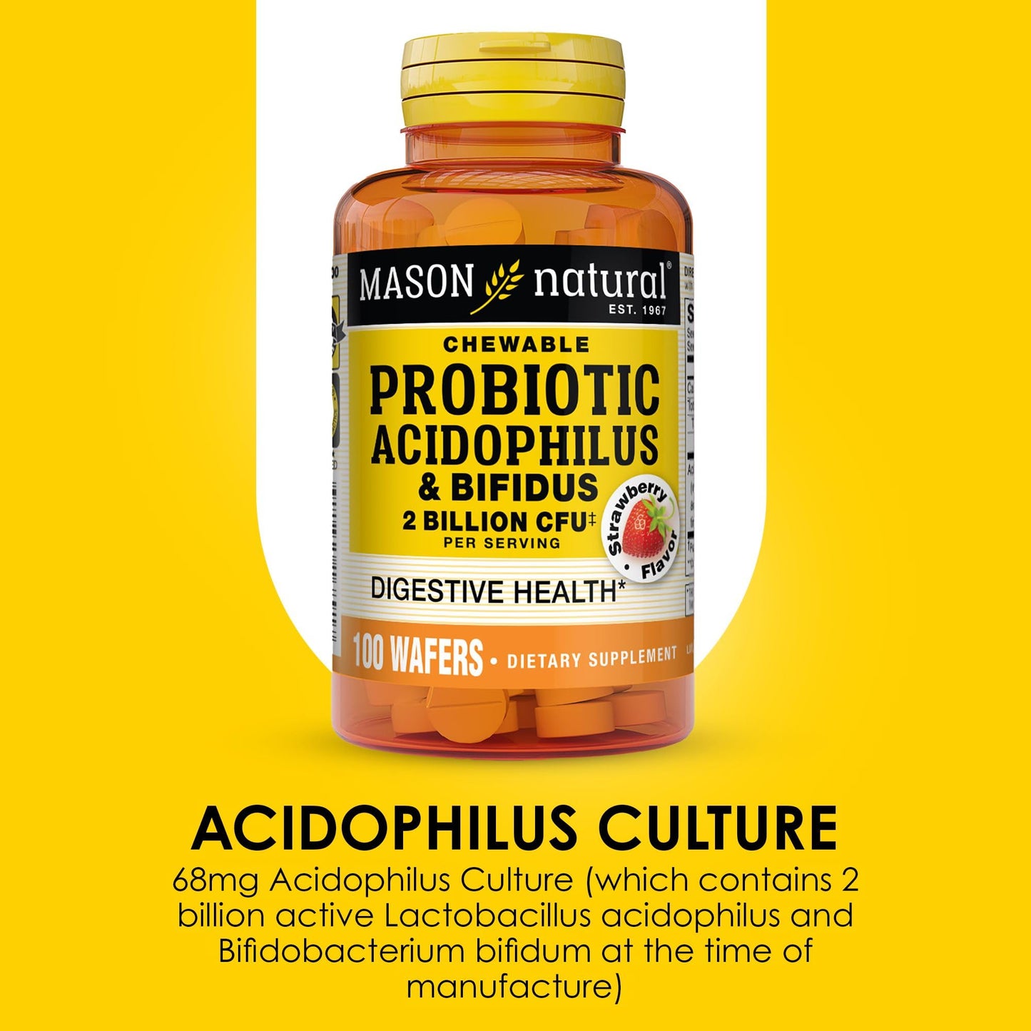 Mason Natural Probiotic Acidophilus with Bifidus Chewable 100 Count