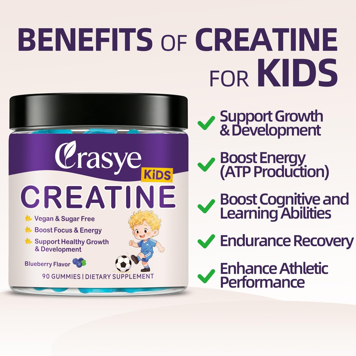 Crasye Creatine Gummies with Vitamin B12, 90 Count