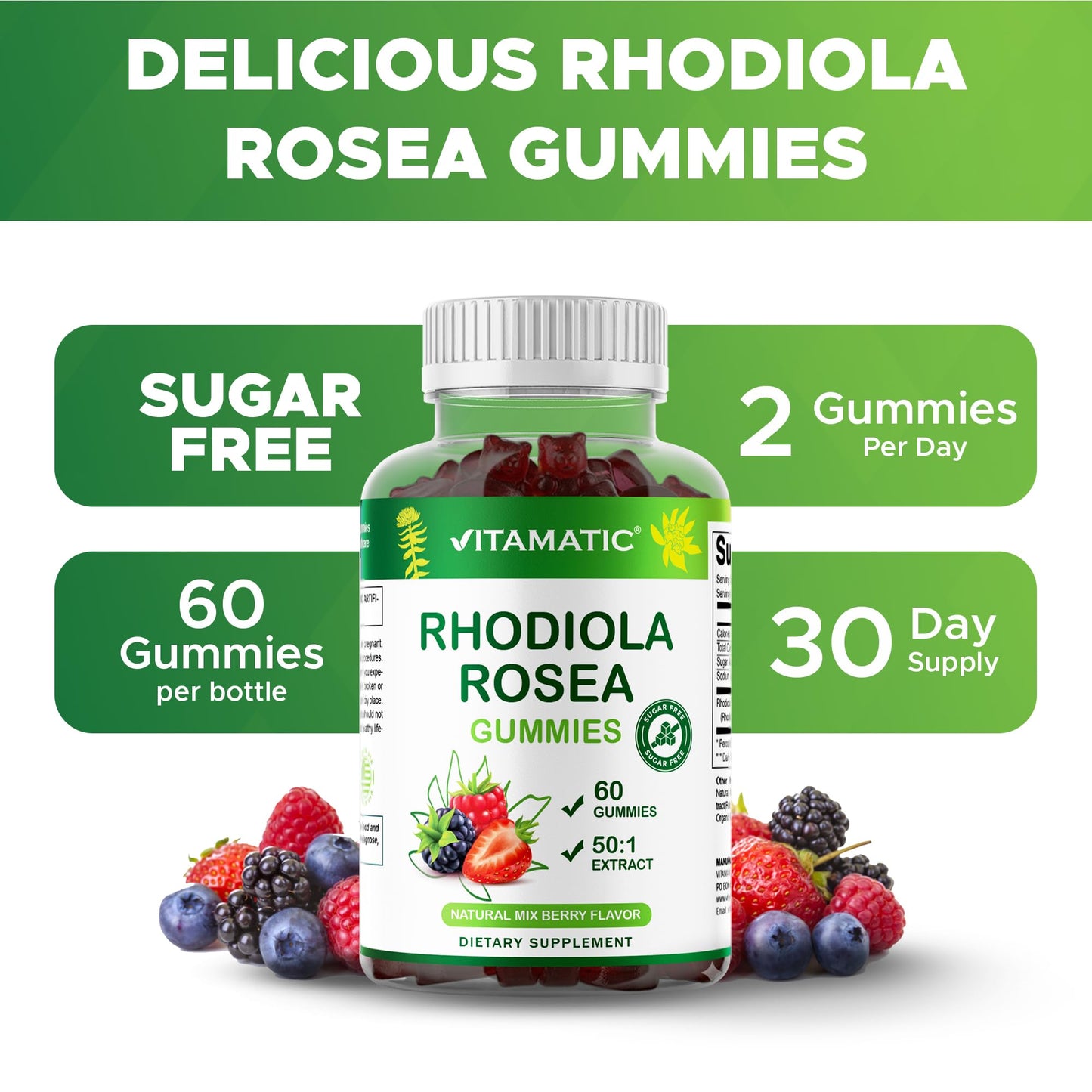 Vitamatic Rhodiola Rosea Gummies, 60 Count