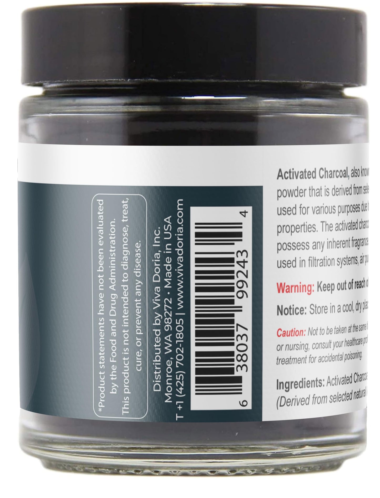 Viva Doria Activated Charcoal Powder 2.4 oz