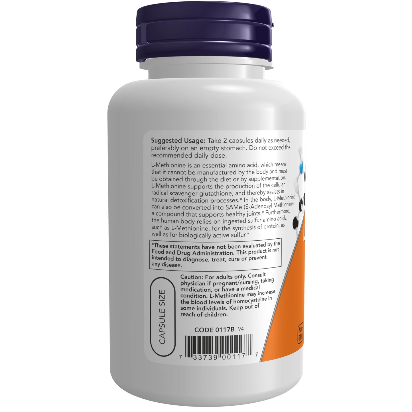 NOW Foods L-Methionine 500 mg with Vitamin B-6, Supports Detoxification, Capsules, 100 Count