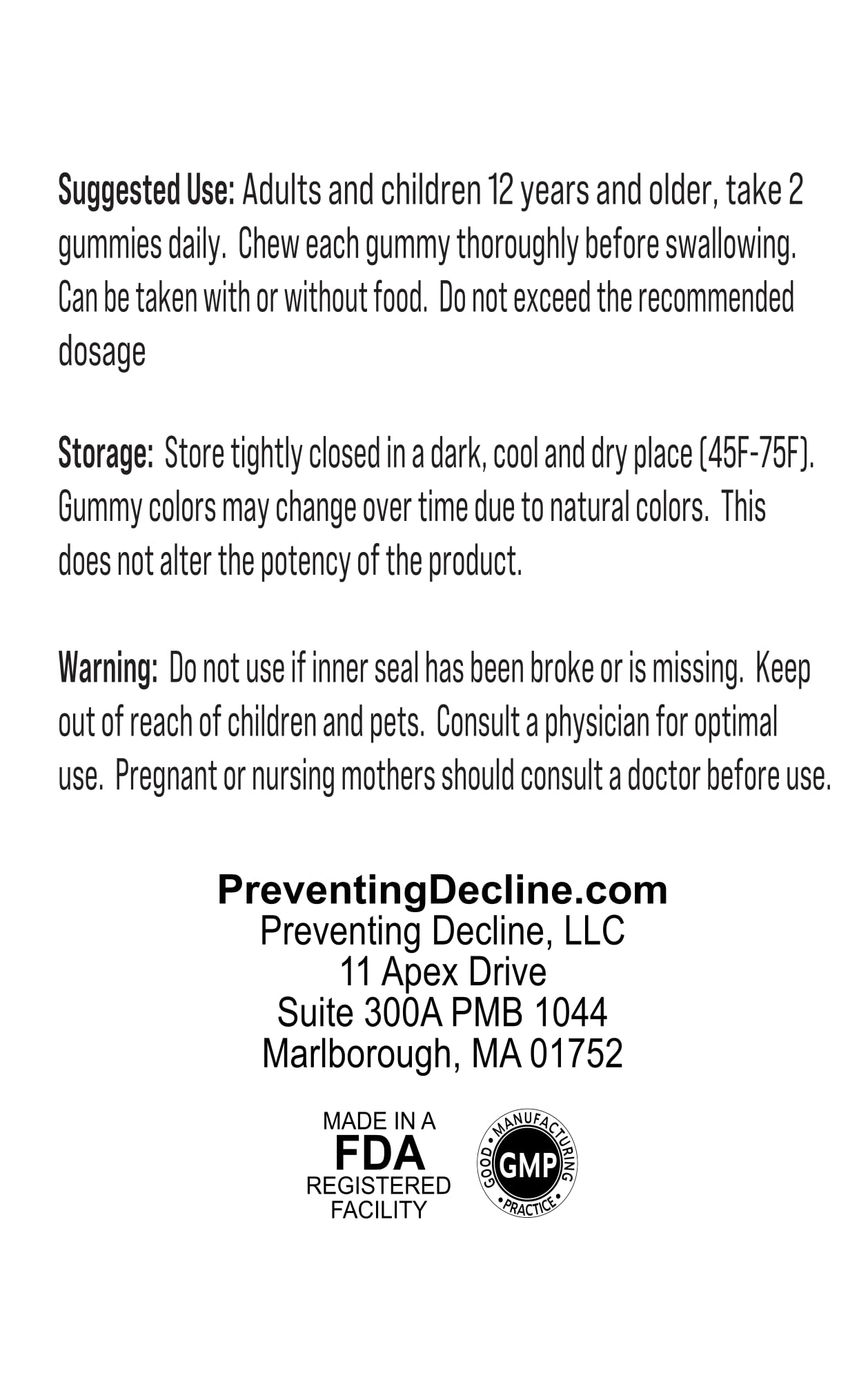 PREVENTING DECLINE Vitamin B12 Gummies 3000mcg, Vegan, Raspberry Flavor, Energy & Mood Support, 60 Count