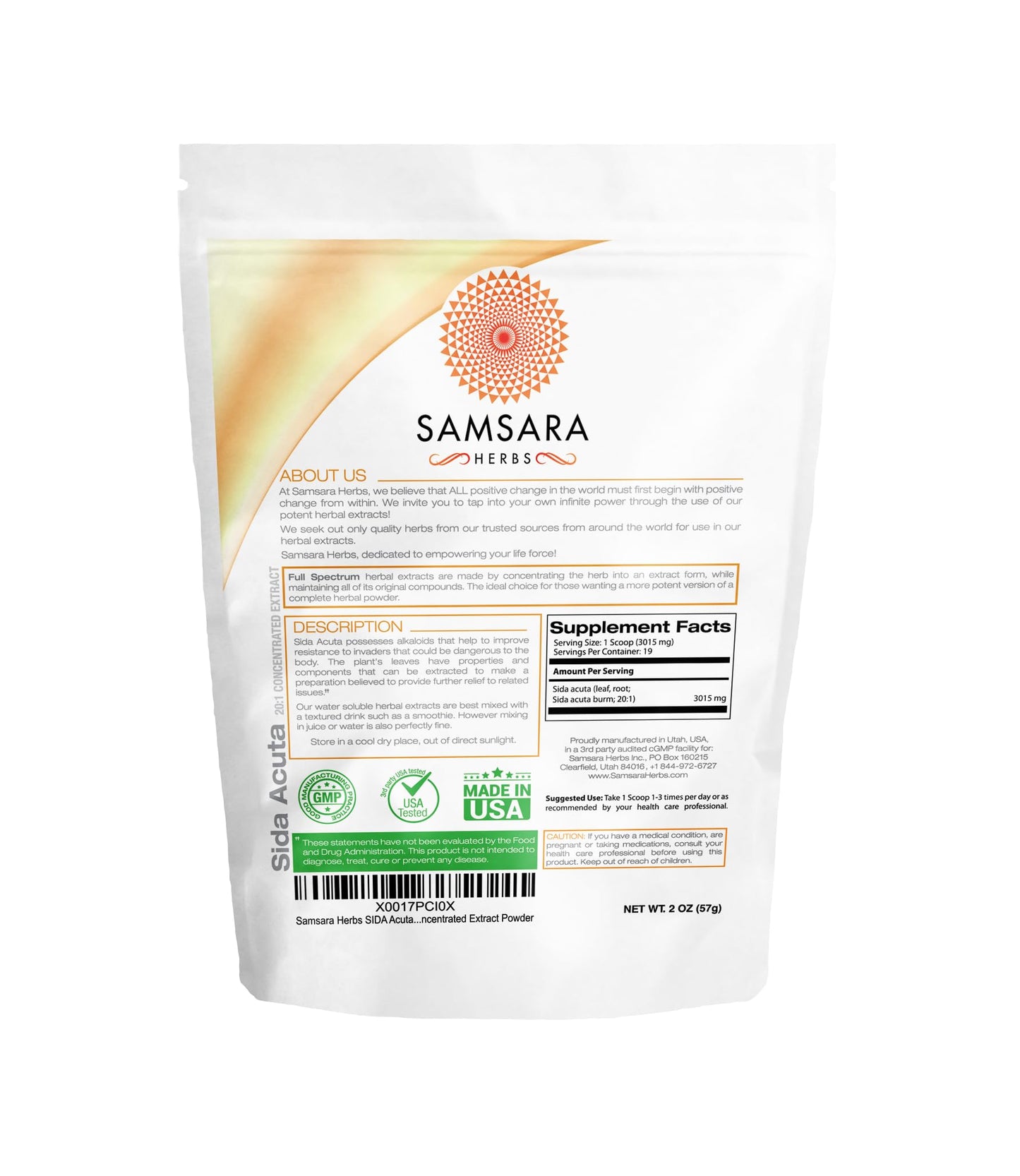 Samsara Herbs Sida Acuta 20:1 Concentrated Extract Powder 2 Ounce