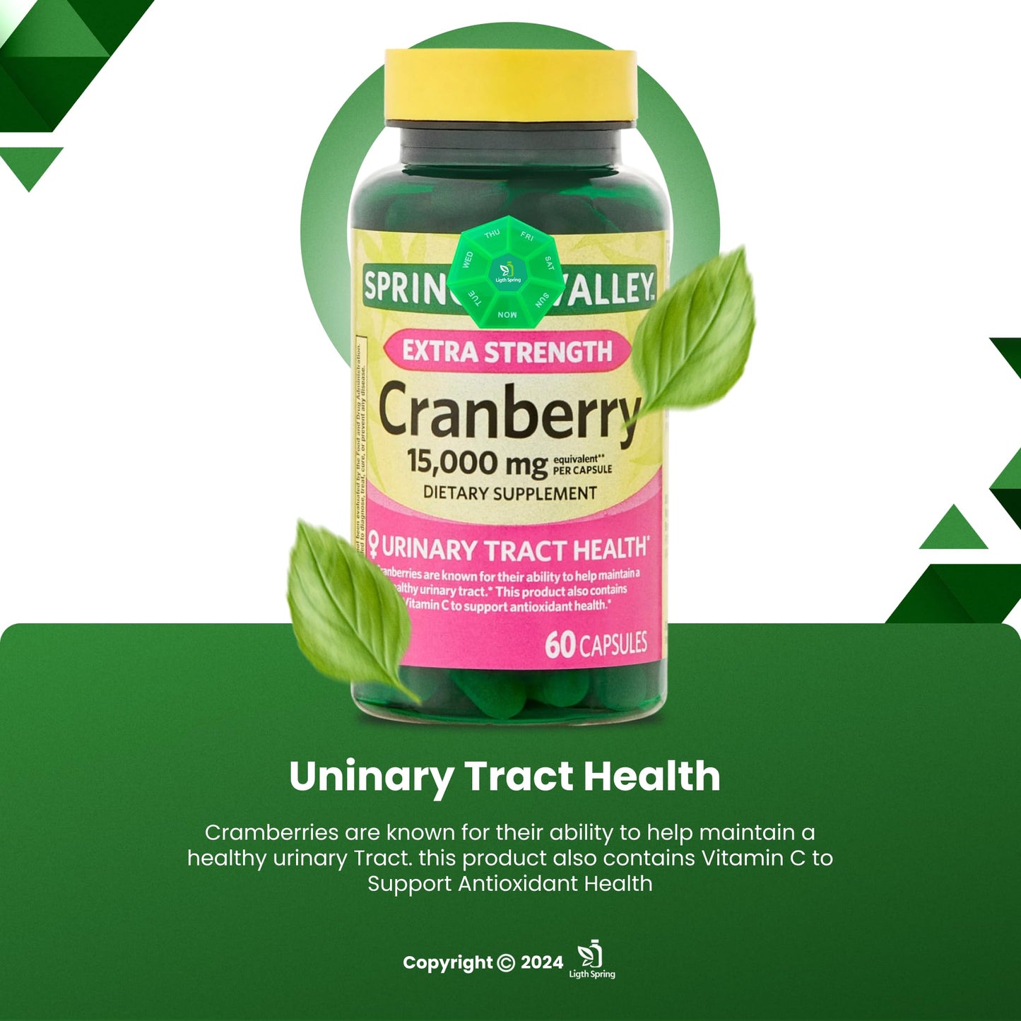 LightSpring Extra Strength Cranberry Dietary Supplement Capsule, 60 Capsules