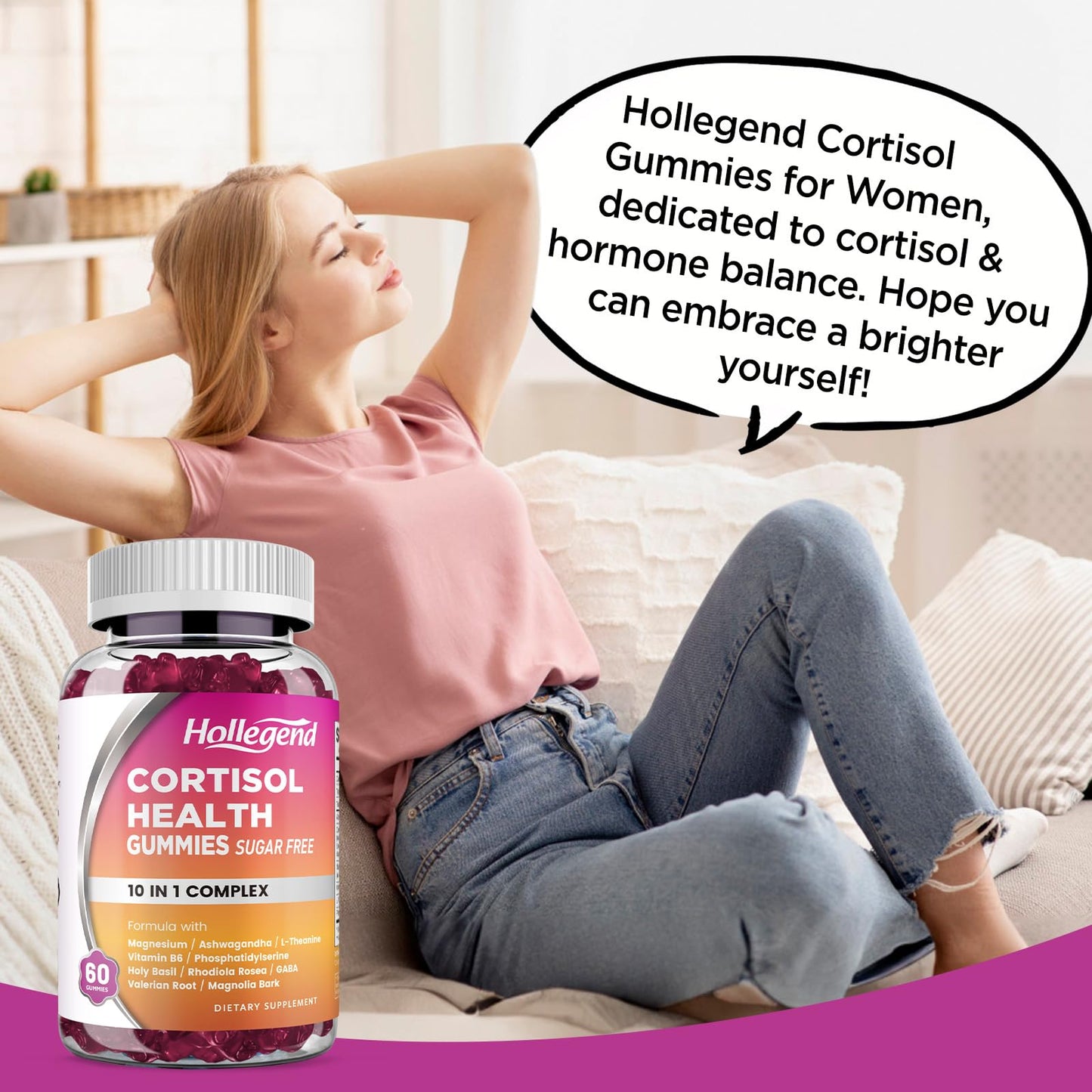 HOLLEGEND Cortisol Gummies 60 Count