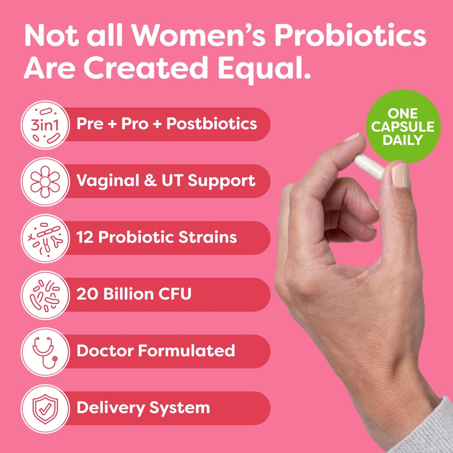 Probulin Total Care Women's Urinary Tract Prebiotics + Probiotics + Postbiotics, 20 Billion CFU, 12 Strains, 30 Vegan Capsules
