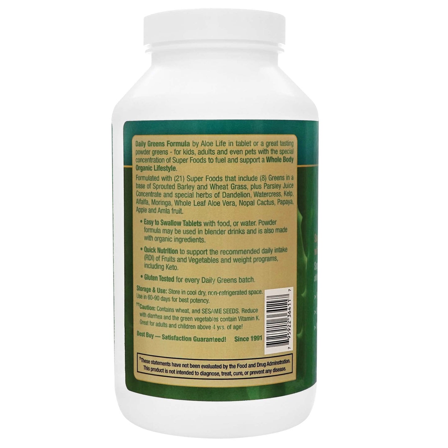 Aloe Life Daily Greens Formula 120 Tablets