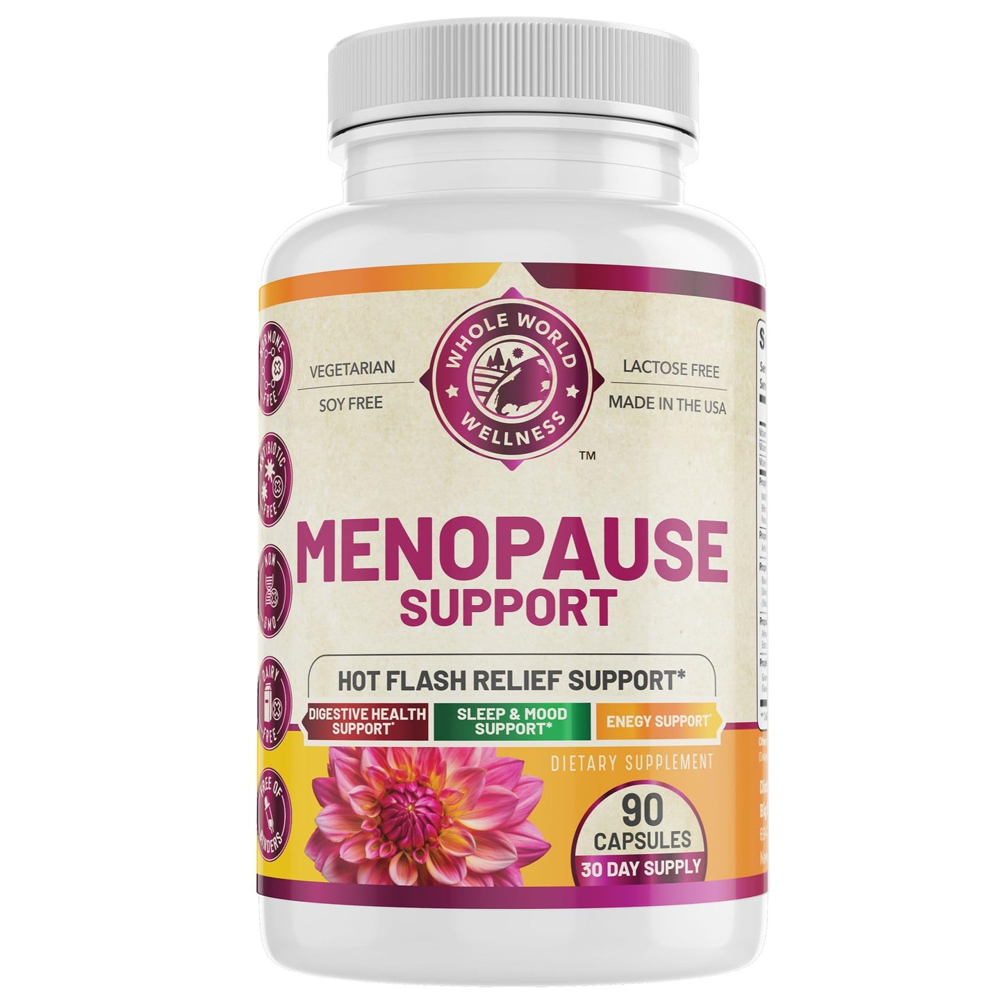 WHOLE WORLD WELLNESS Complete Menopause Support with Probiotics & Prebiotics Capsules, 90 Count