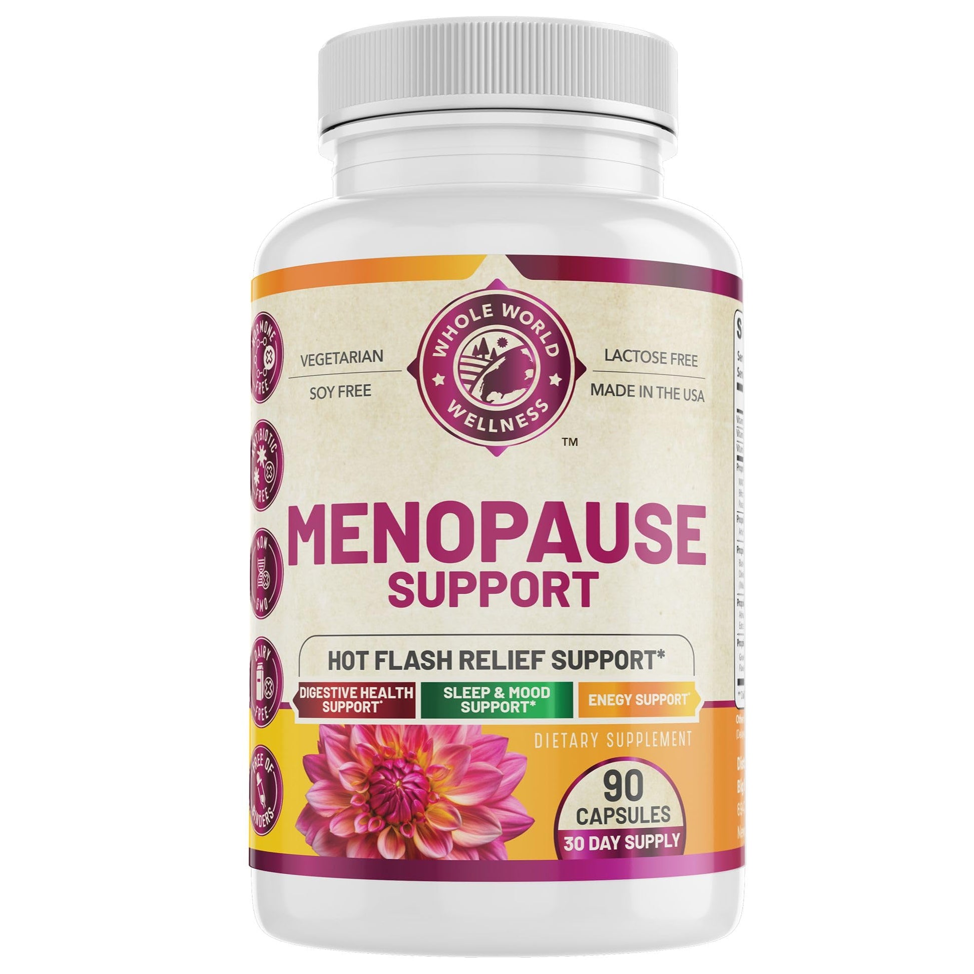 WHOLE WORLD WELLNESS Complete Menopause Support with Probiotics & Prebiotics Capsules, 90 Count
