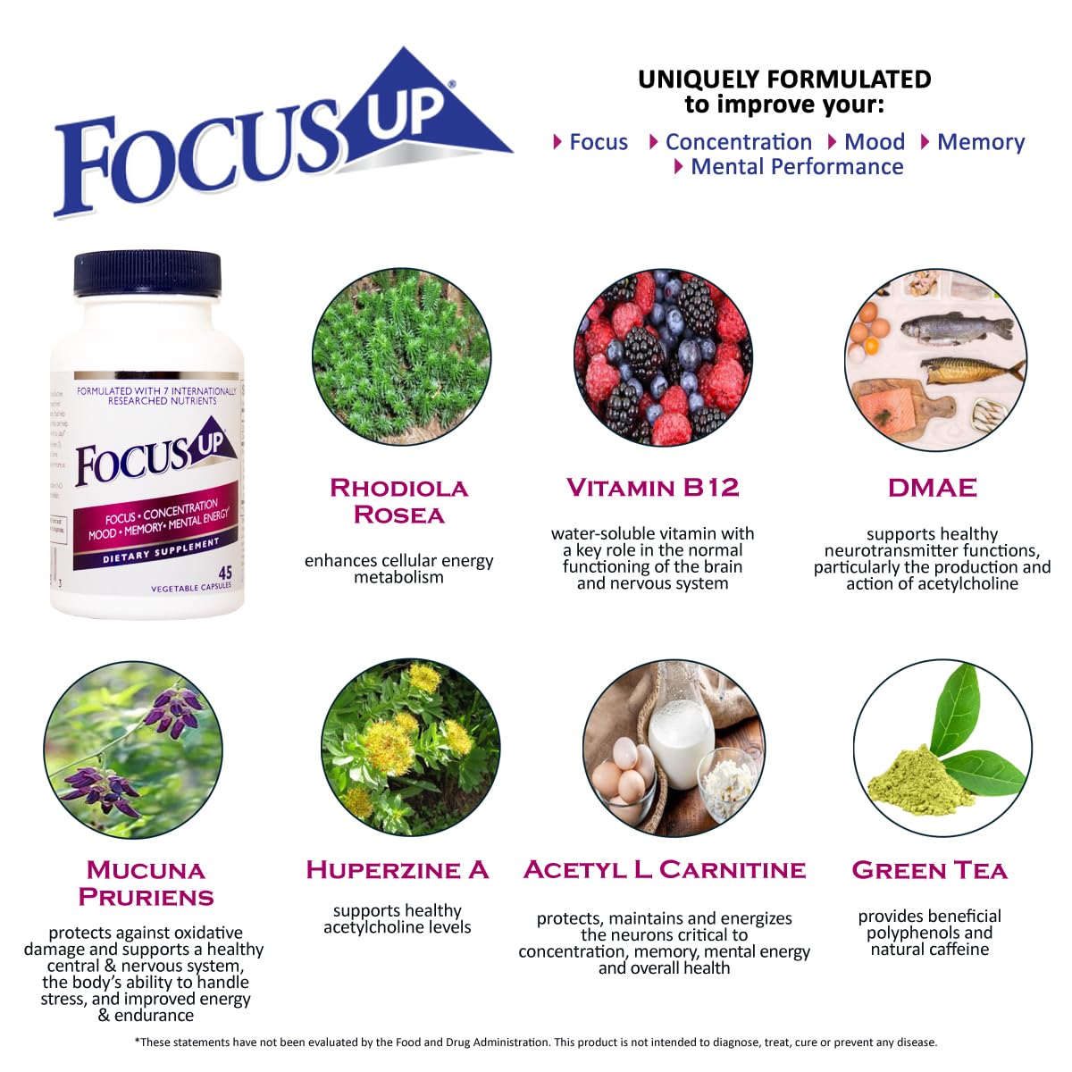 Xooma FocusUP Brain & Energy Support Supplement Capsules 45 Count
