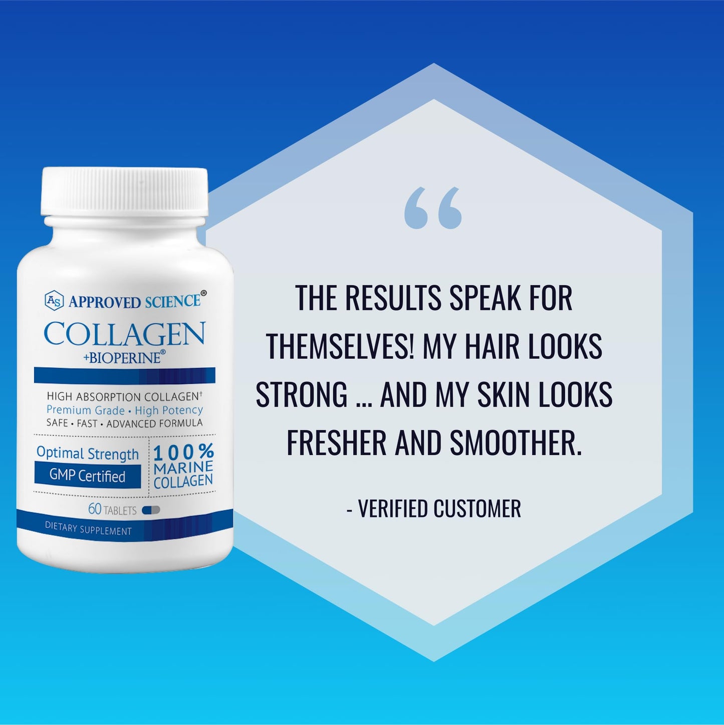 Approved Science Collagen Pills - Absorbable Marine Collagen Types I and III, 360 Tablets