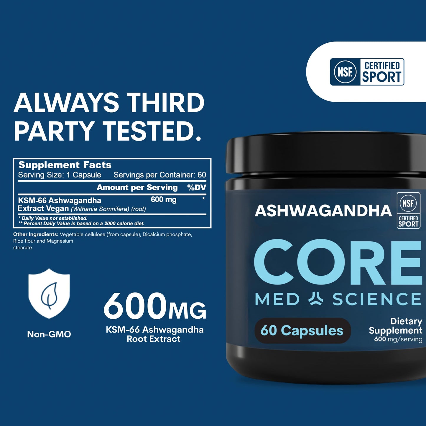 Core Med Science KSM-66 Ashwagandha Supplement 60 Capsules