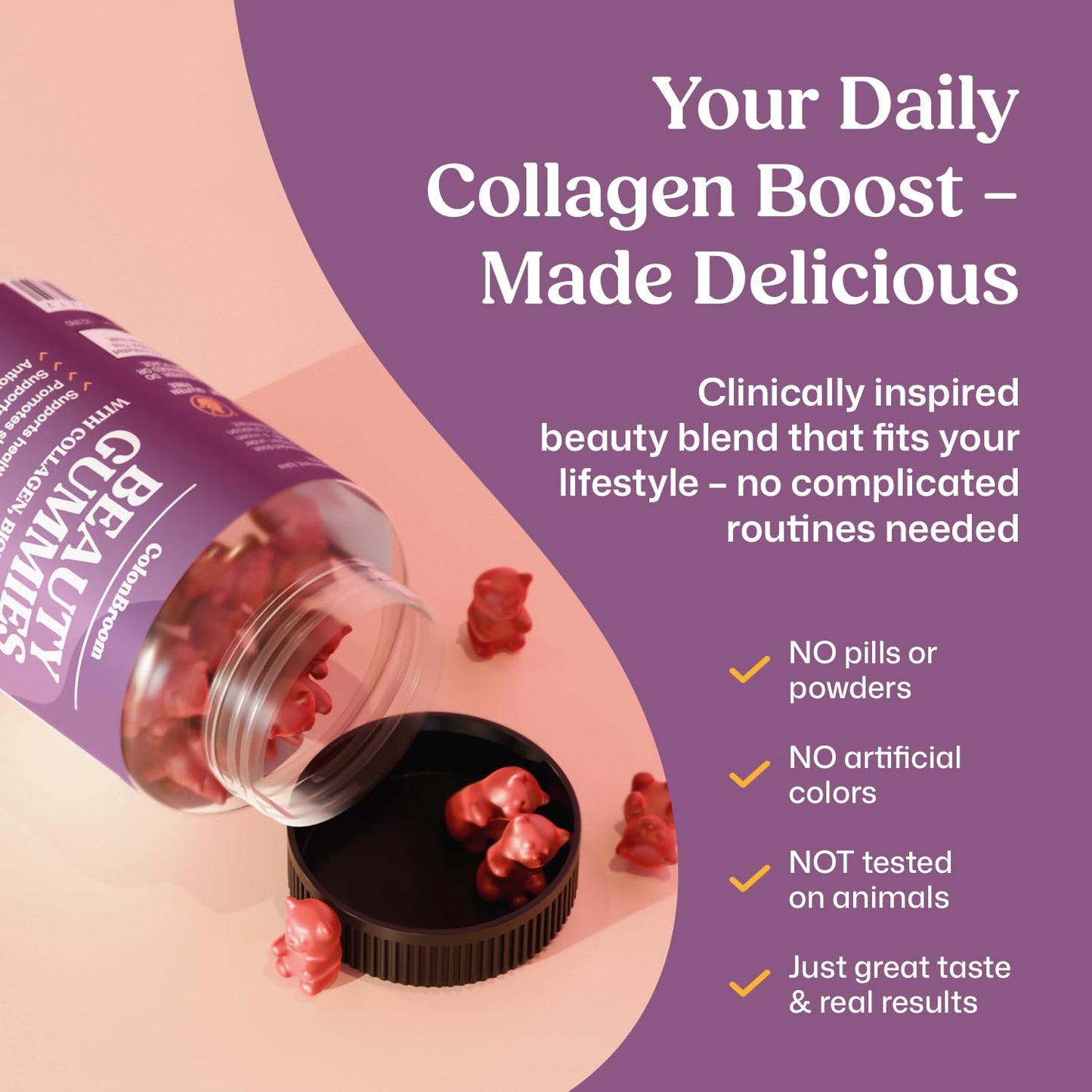 ColonBroom Beauty Biotin & Collagen Gummies with Vitamin C, 60 Count