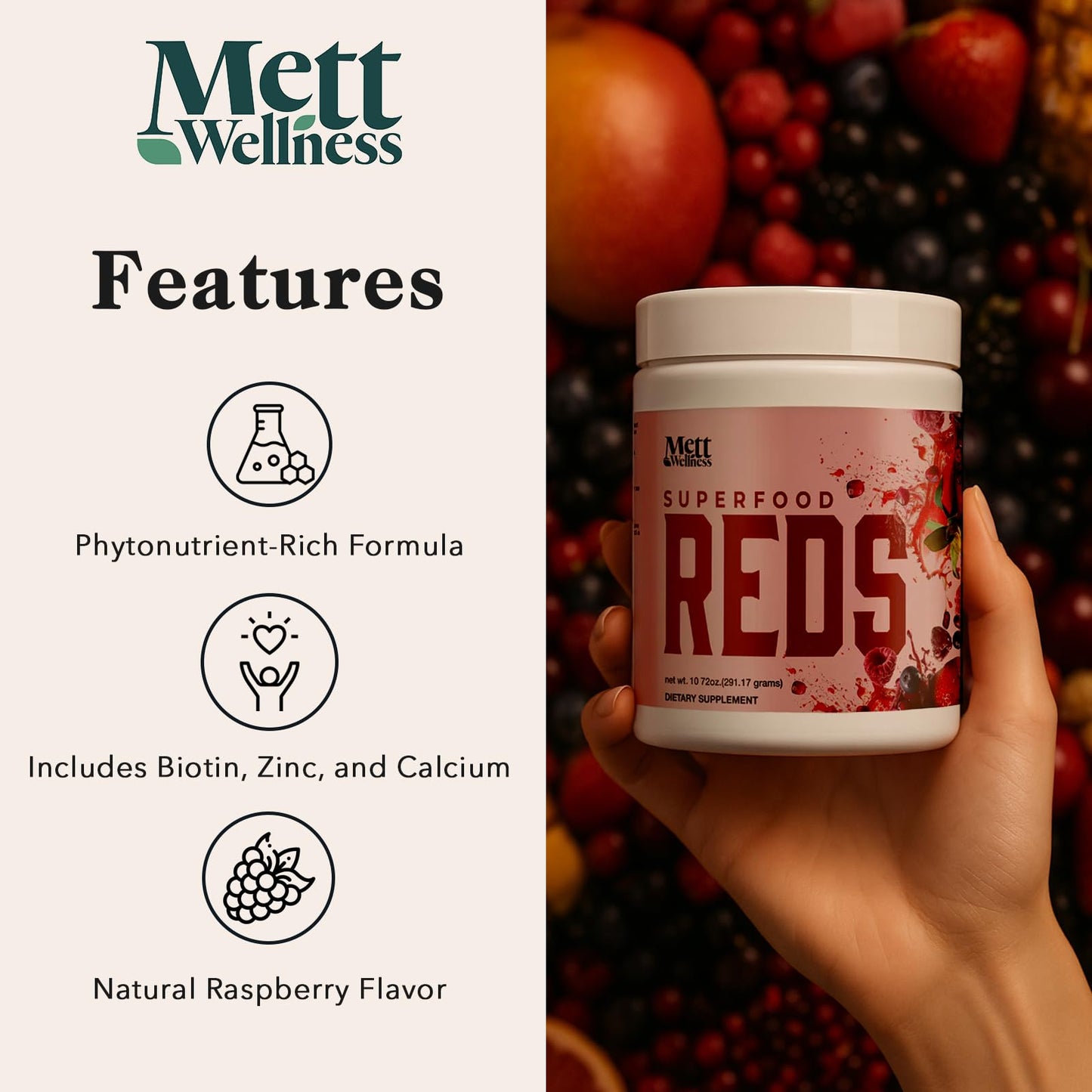 Mett Wellness Superfood REDS Powder 10.72 oz