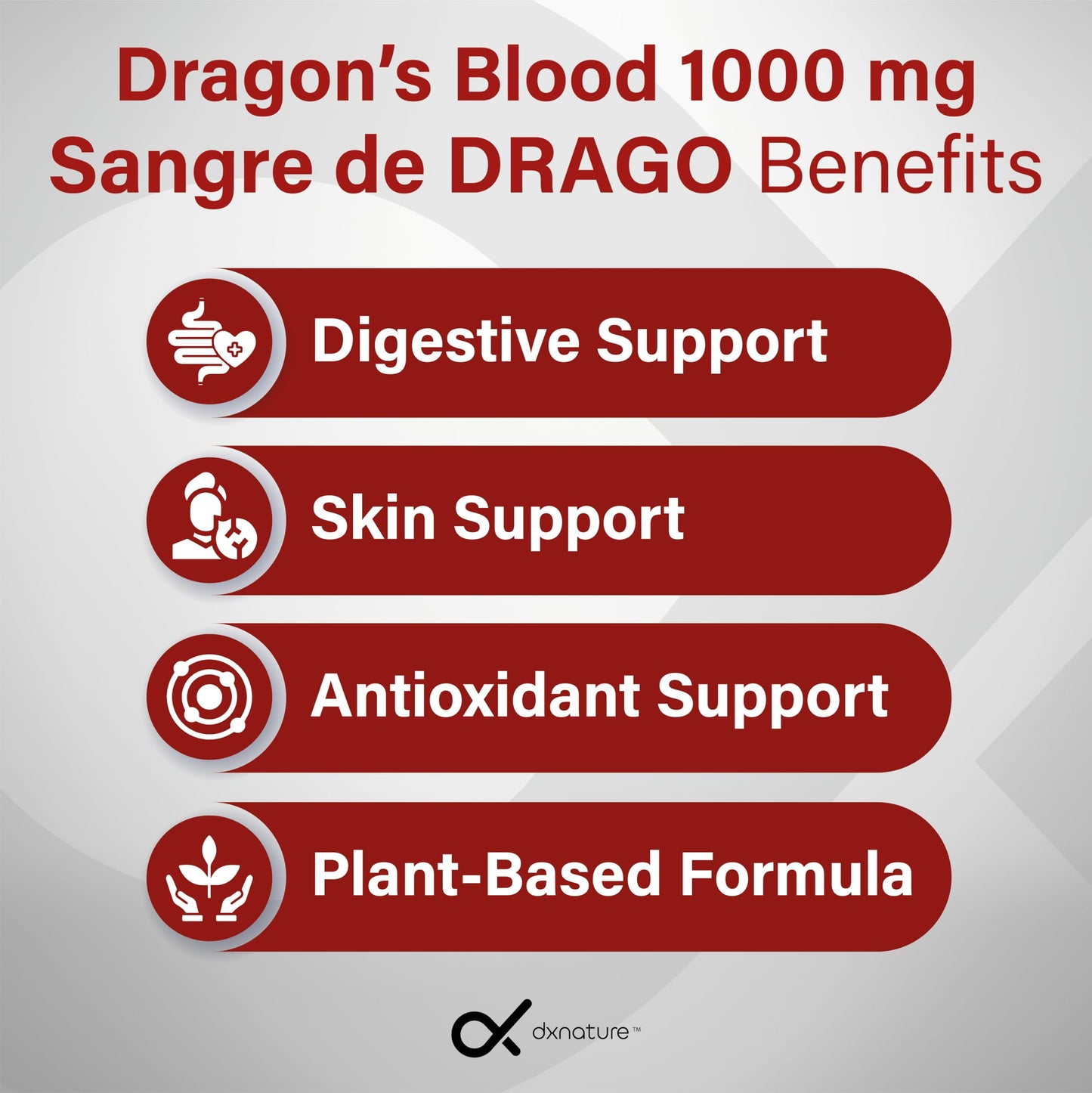 DXNATURE Dragon’s Blood Capsules 1000 mg Croton Lechleri Extract Digestive & Skin Support, 60 Capsules