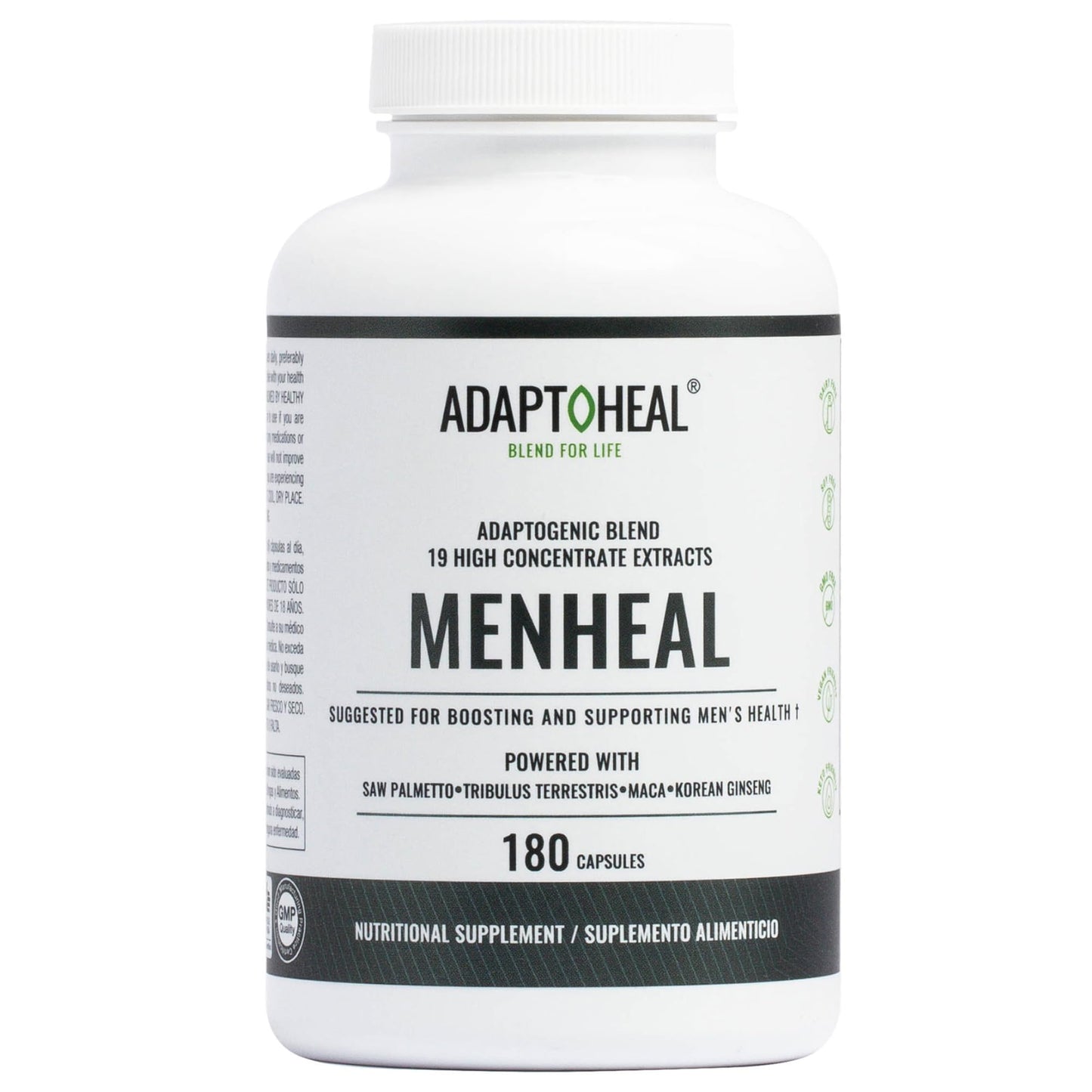 ADAPTOHEAL Menheal Prostate Support Saw Palmetto, Maca 180 Capsules