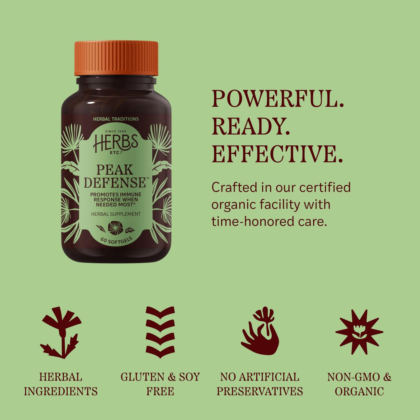 Herbs Etc. Peak Defense Softgels 60