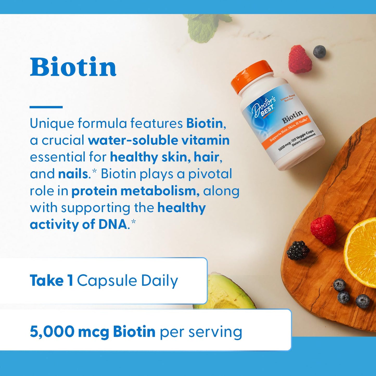 Doctor's Best Biotin 5000 mcg Capsules, 120 Count