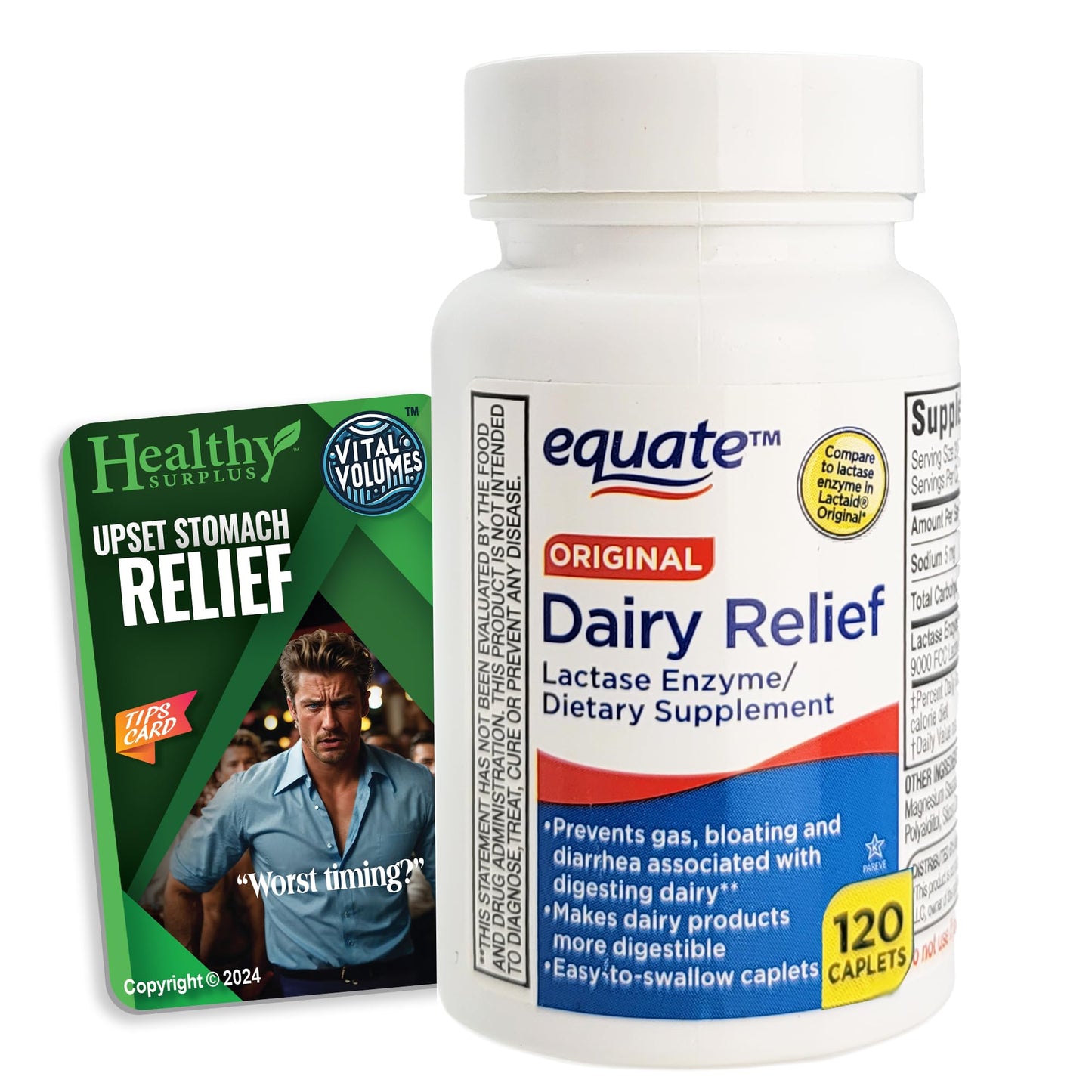Healthy Surplus Dairy Relief Lactase Enzyme Tablet, 120 Count