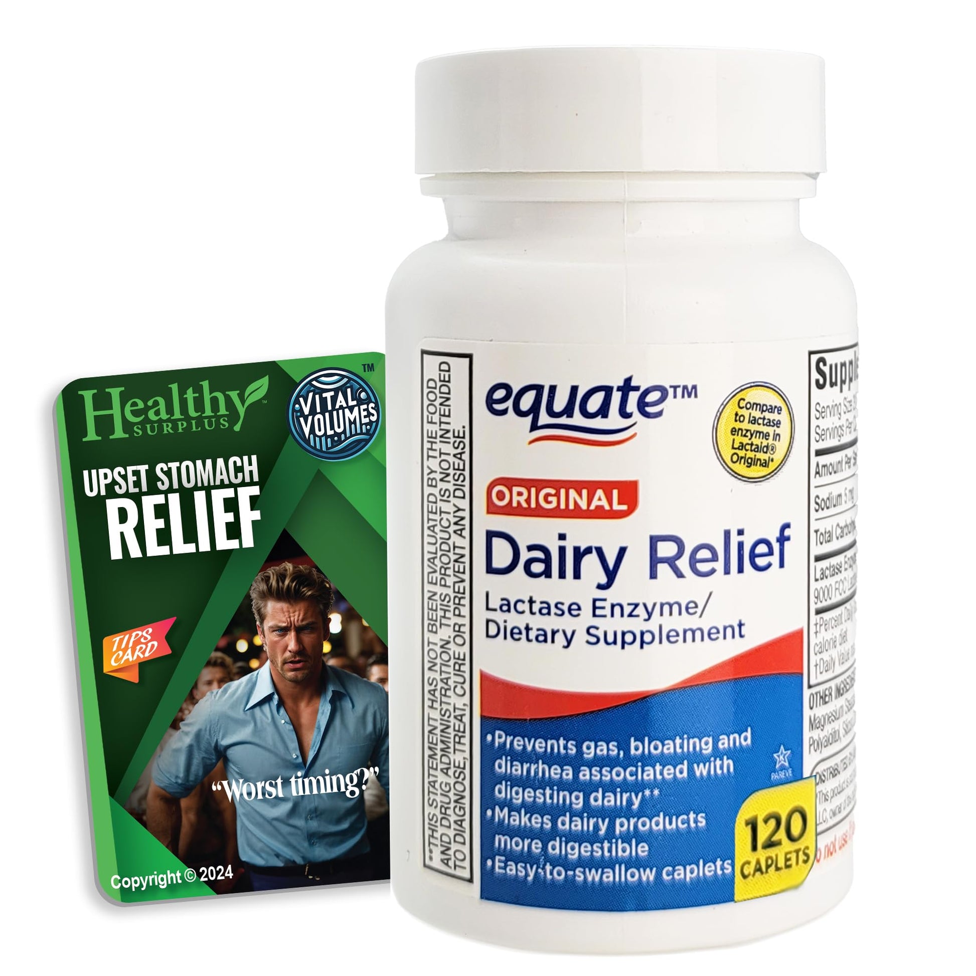 Healthy Surplus Dairy Relief Lactase Enzyme Tablet, 120 Count