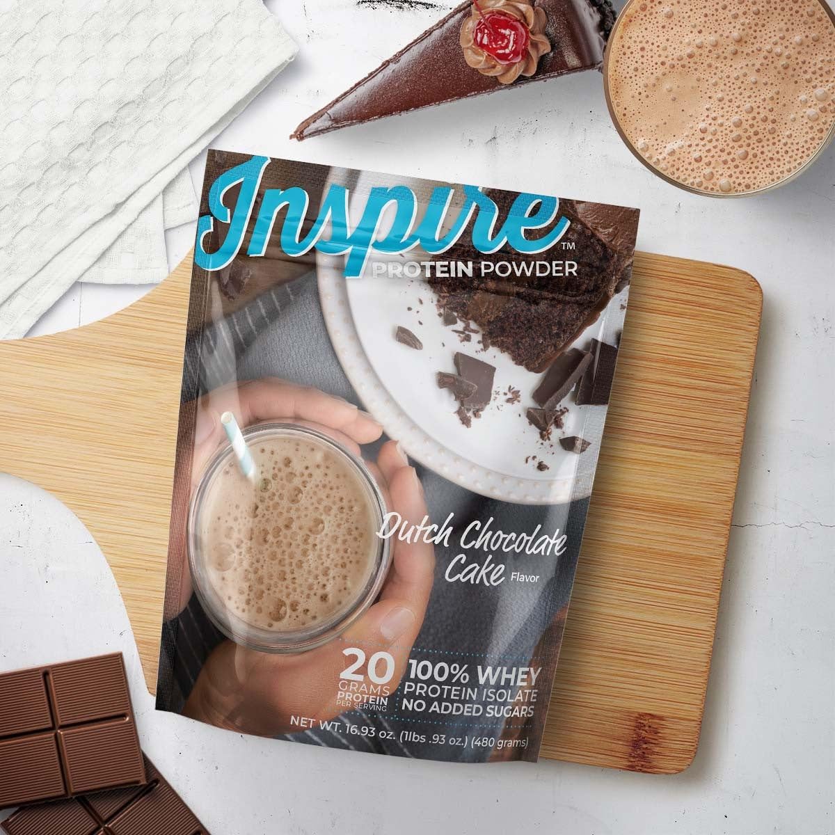 Bariatric Eating Inspire 20g Whey Protein Isolate Powder - Dutch Chocolate Cake (20 Servings) 1.06 Pound