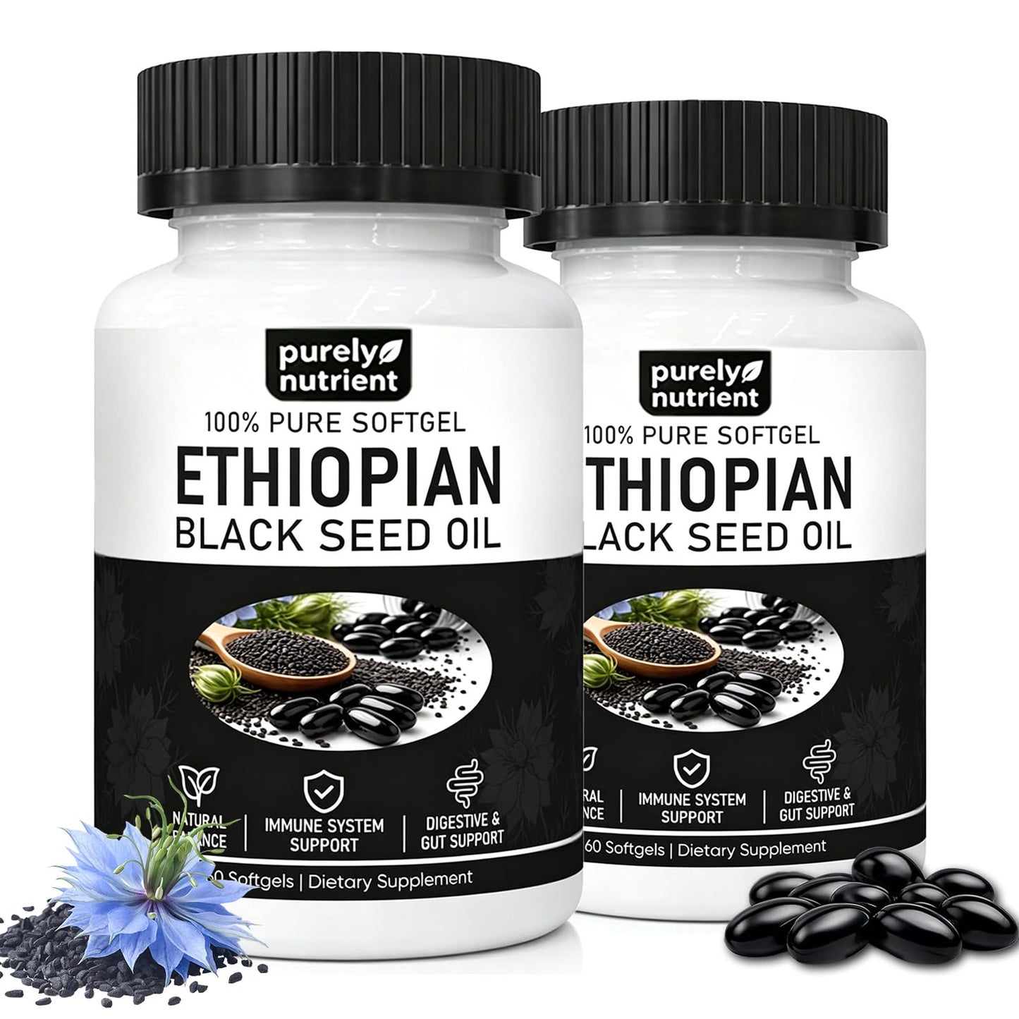 GENTERUN Ethiopian Black Seed Oil Softgels, 240 Softgels
