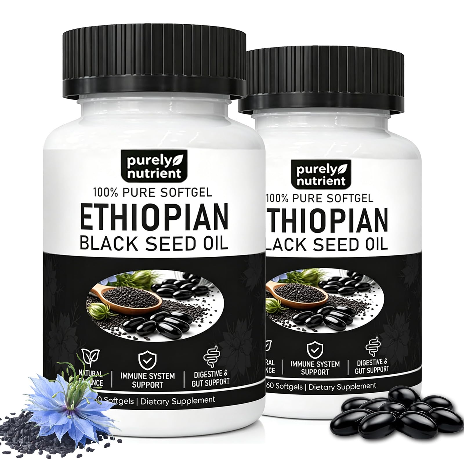 GENTERUN Ethiopian Black Seed Oil Softgels, 240 Softgels