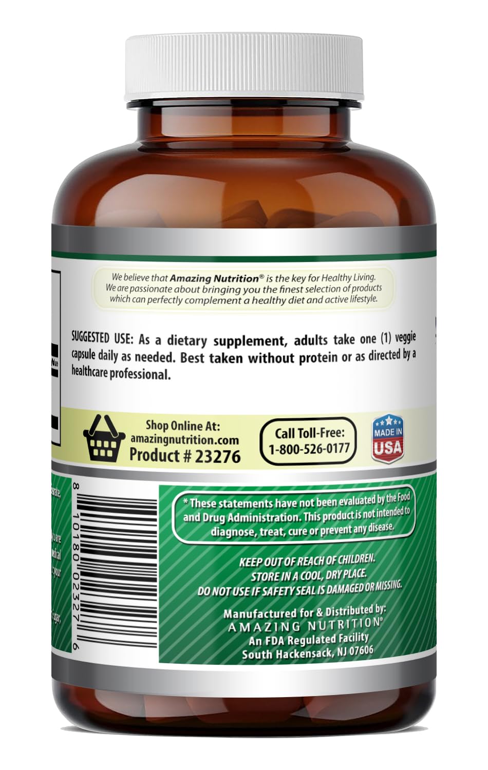 Amazing Nutrition GABA 750mg Per Serving Veggie Capsules, 200 Count