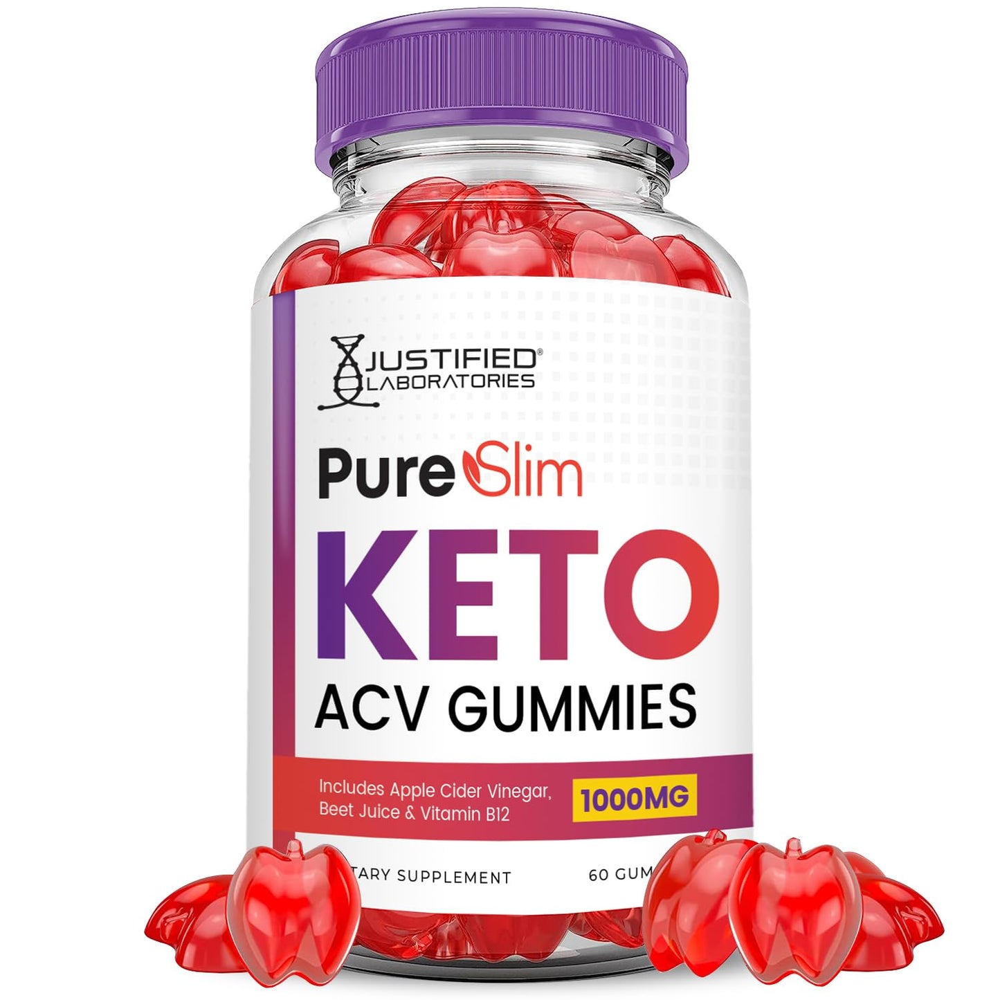 Justified Laboratories Pure Slim Keto ACV Gummies, 180 Gummies