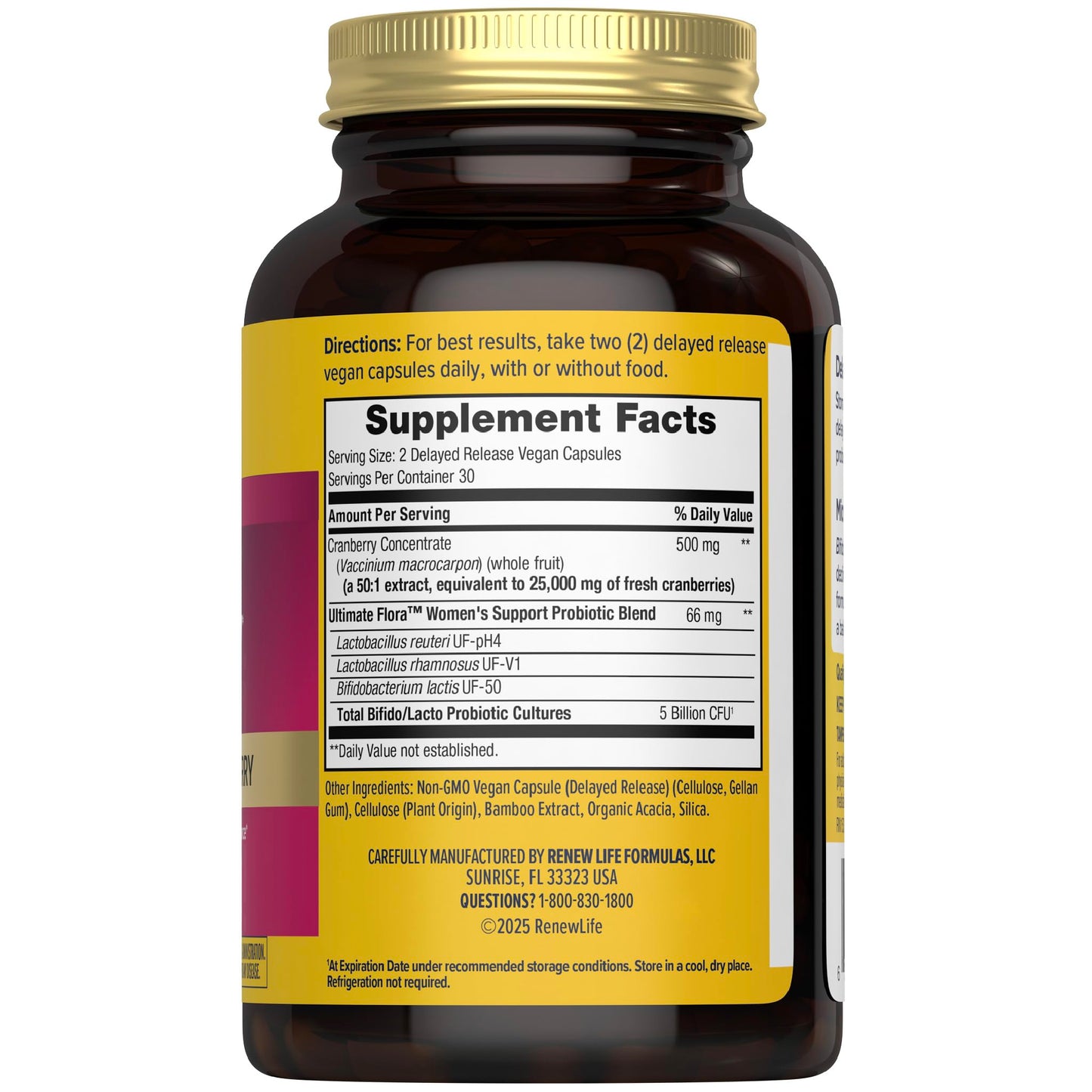 Renew Life Ultimate Flora Womens Probiotic with Cranberry 5 Billion CFU Capsule, 60 Count