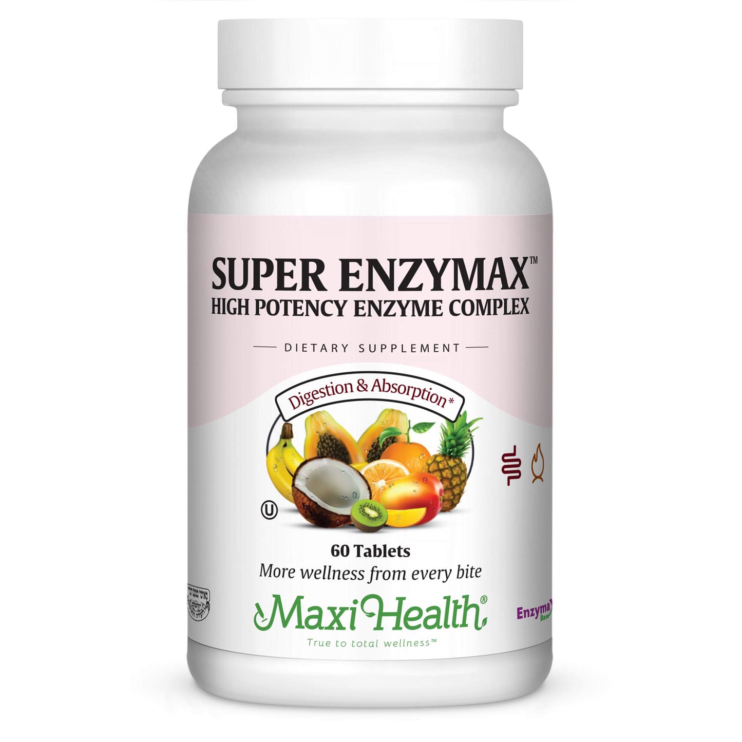 Maxi Health Super Enzymax High Potency Enzyme Complex Digestion Formula Tablet, 60 Tablets