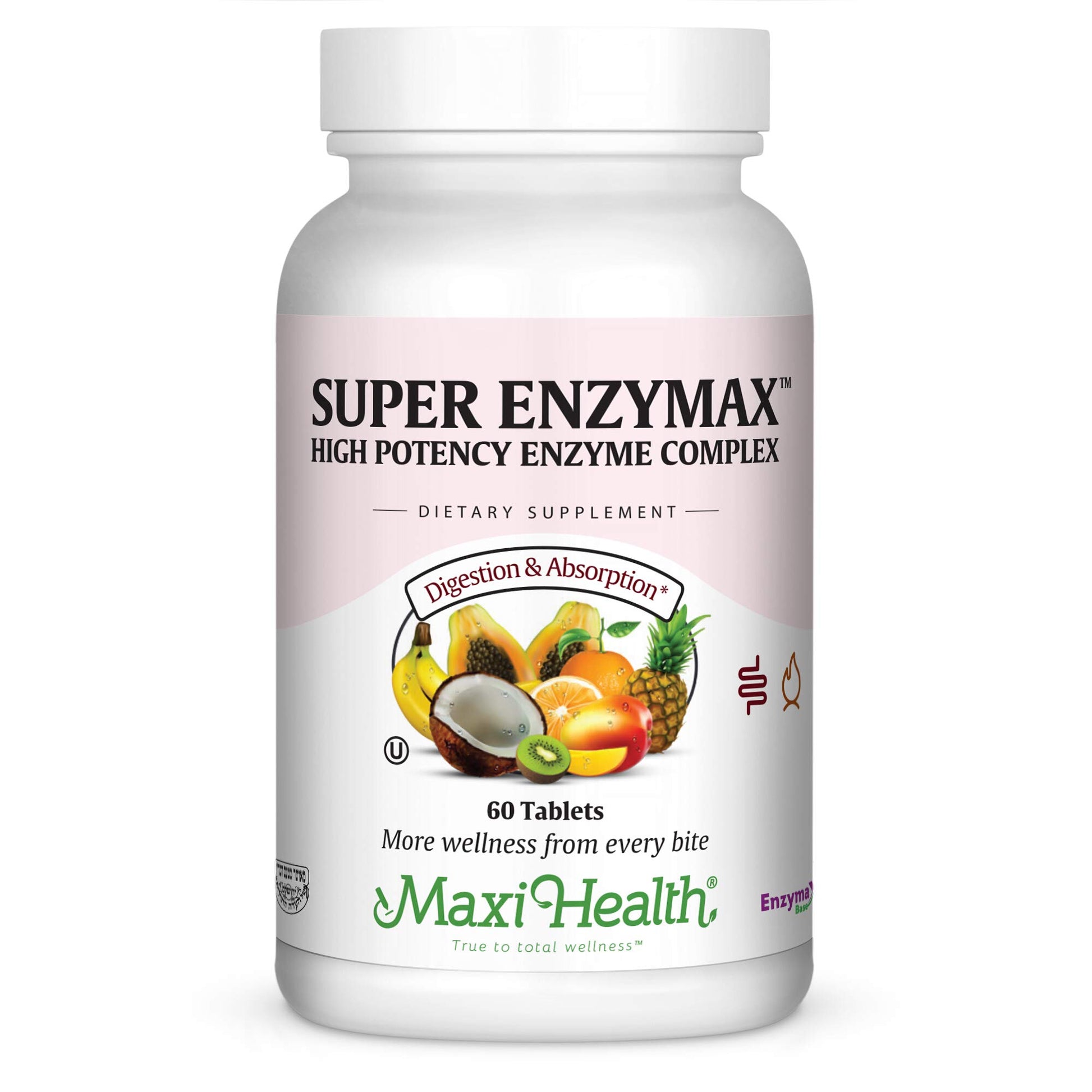 Maxi Health Super Enzymax High Potency Enzyme Complex Digestion Formula Tablet, 60 Tablets
