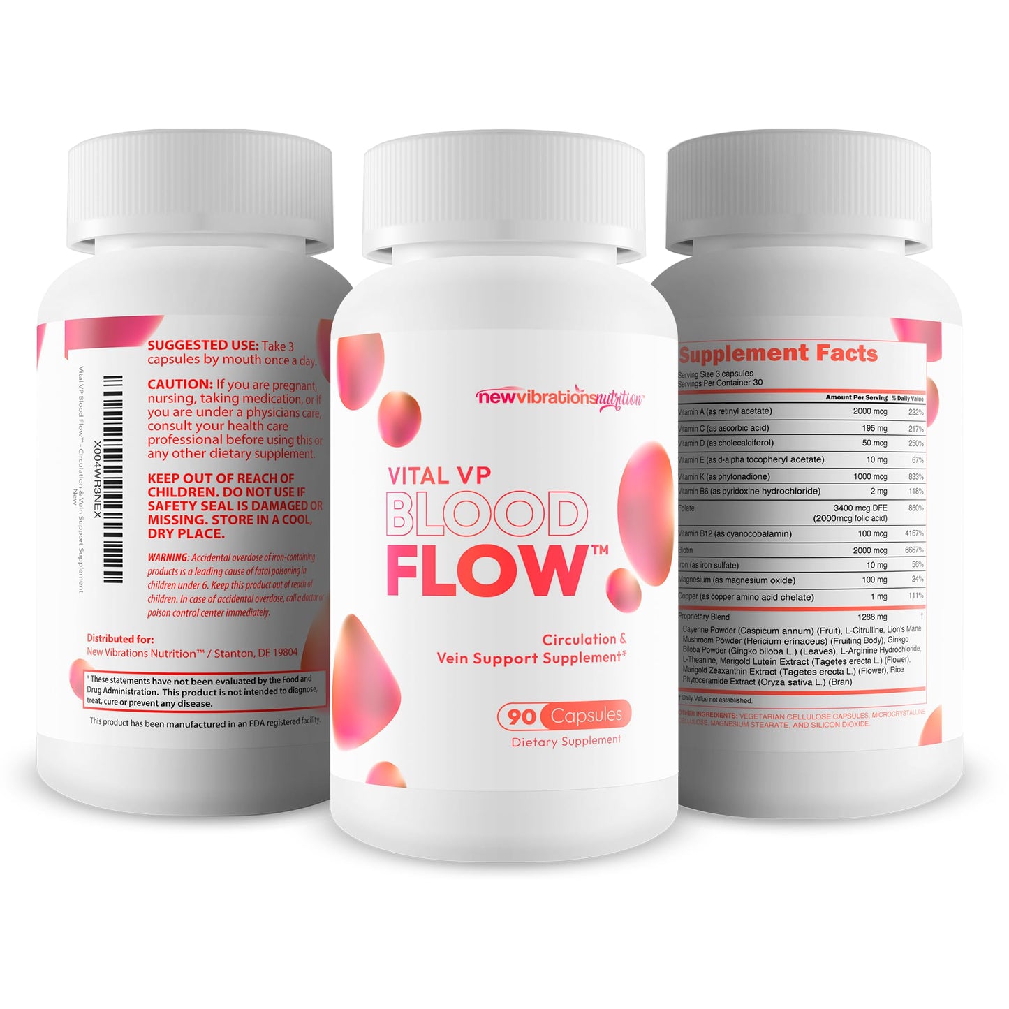 New Vibrations Nutrition Vital VP Blood Flow Supplement Capsule 90 Count