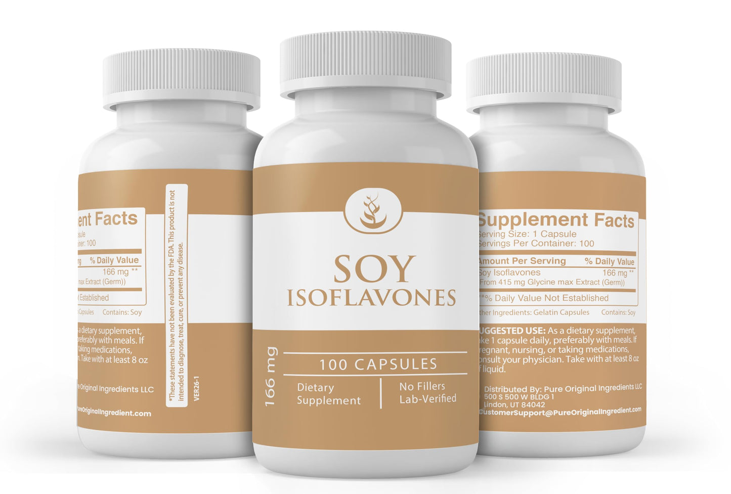 Pure Original Ingredients Soy Isoflavones Capsules 100 Count