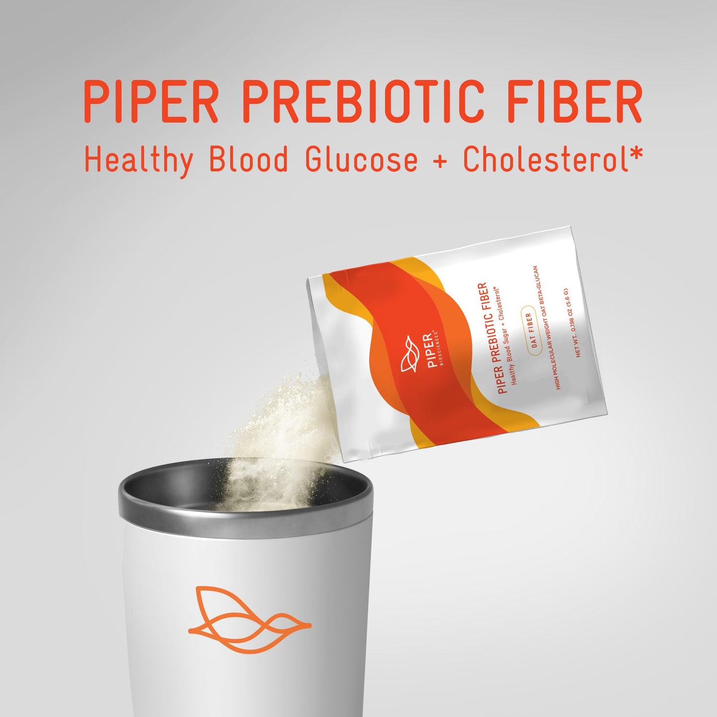 Piper Biosciences Oat Beta Glucan Fiber Powder, 30 Packets
