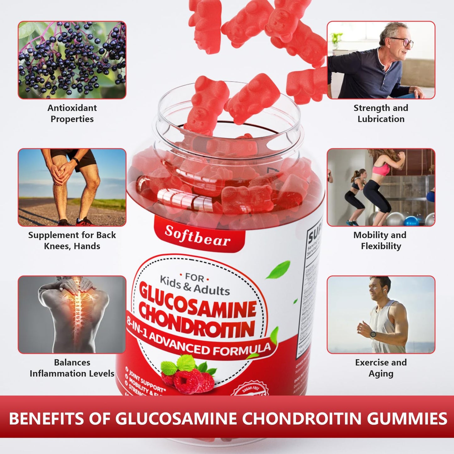 softbear Glucosamine Chondroitin Gummies 60 Count