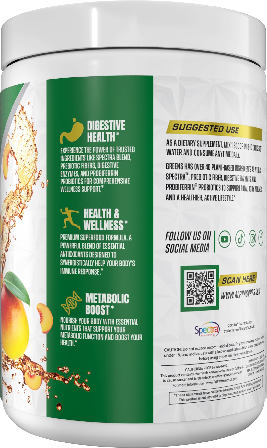 Alpha Supps Alpha Greens Supplement Powder 7.94 Ounce