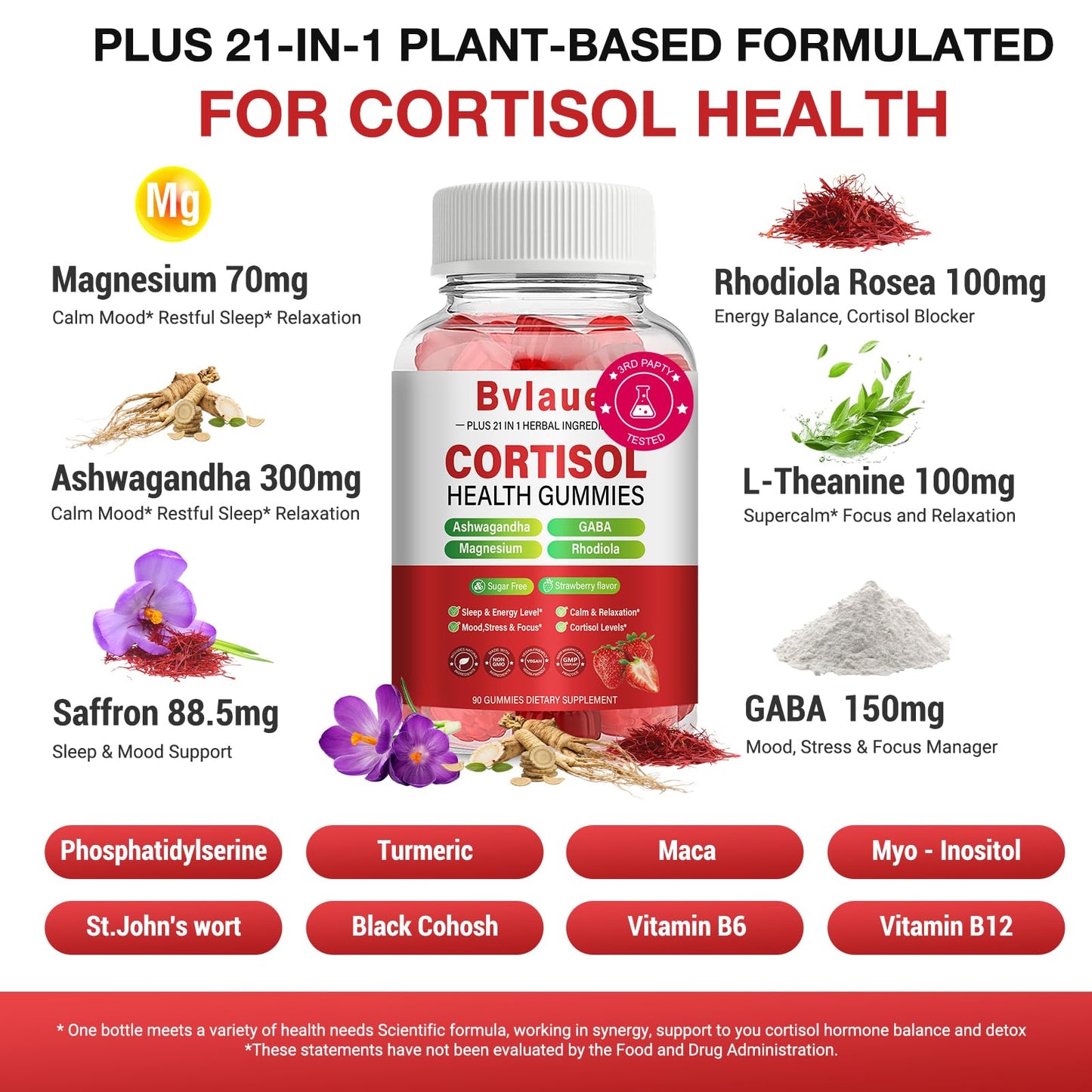 Bvlaue Cortisol Reducer Detox Manager Gummy 90 Count