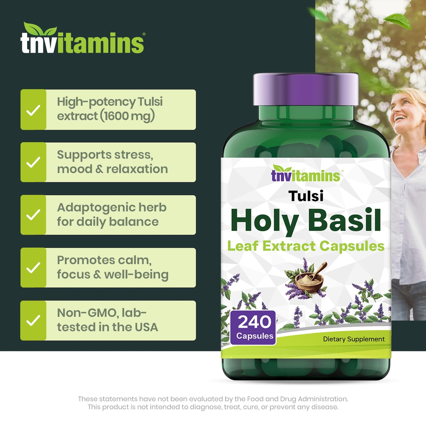 tnvitamins Holy Basil Capsules 240 Count