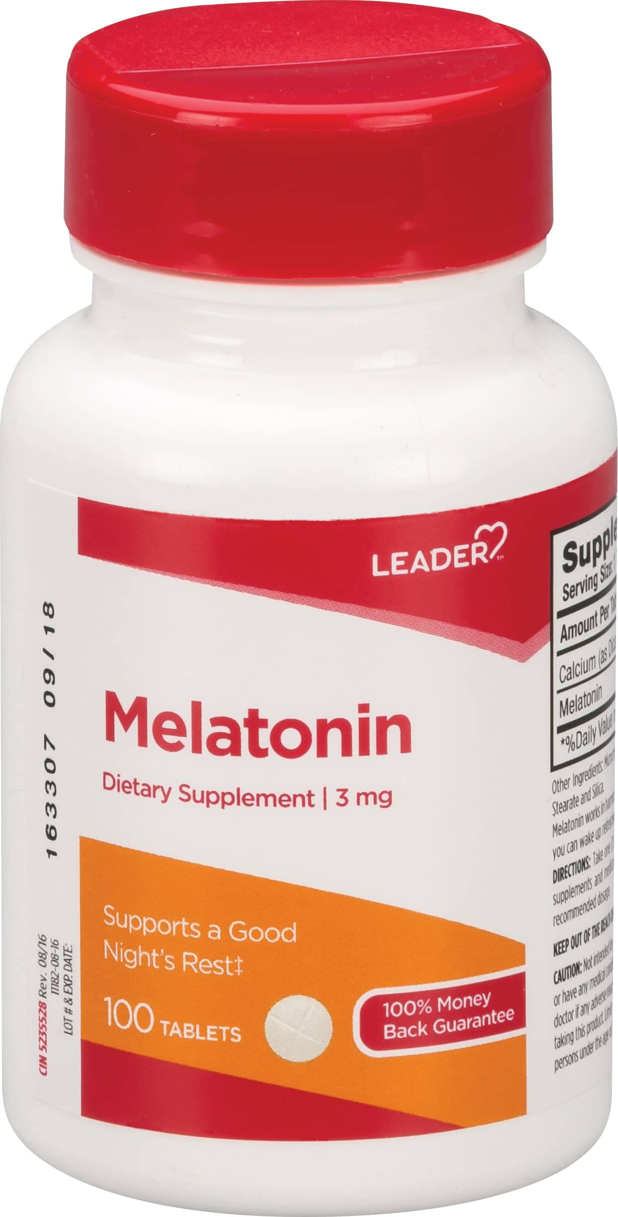 Leader Melatonin 3 mg Tablets, 100 Count