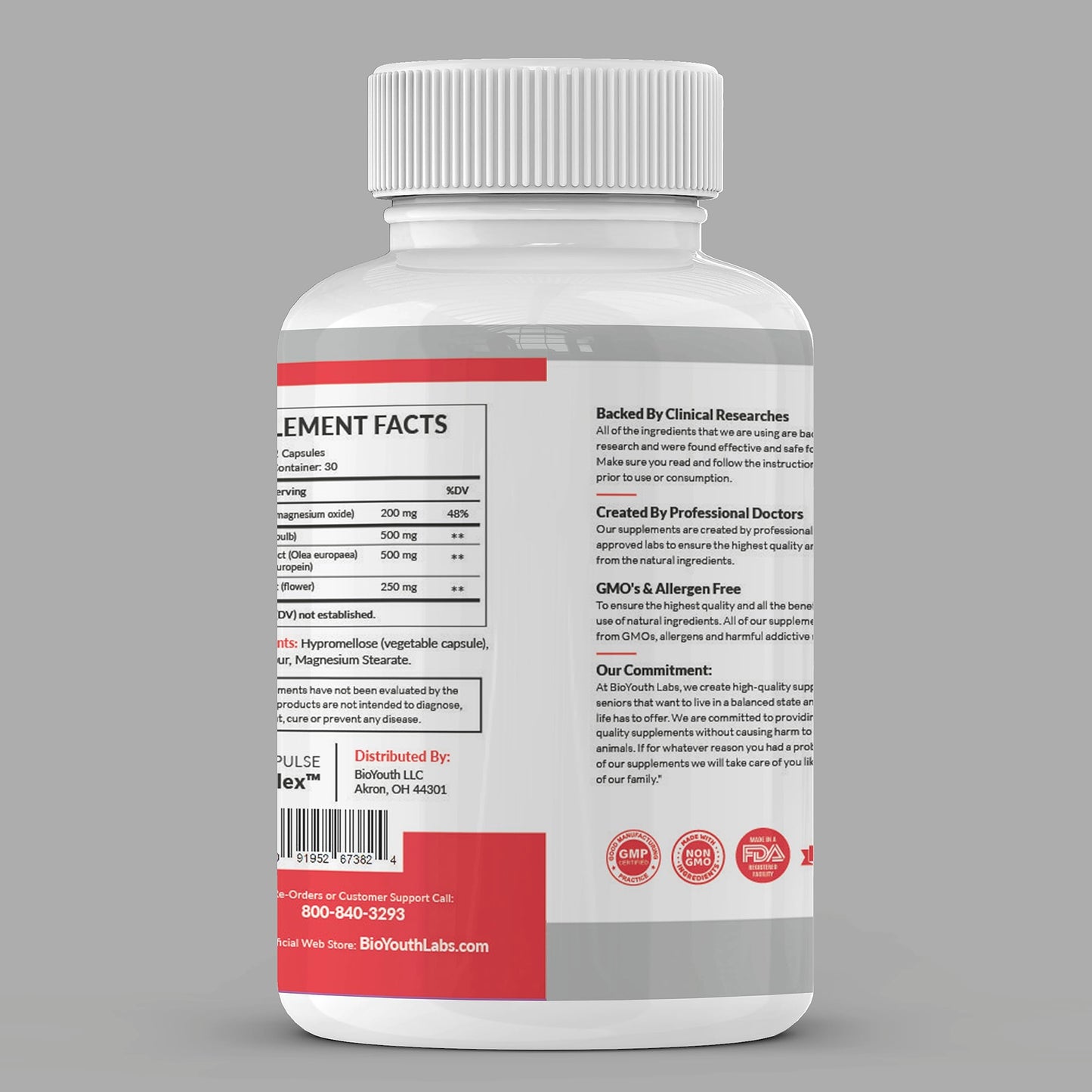 BioYouth Blood Pressure Support Right-Pulse Complex Supplement 60 Capsules