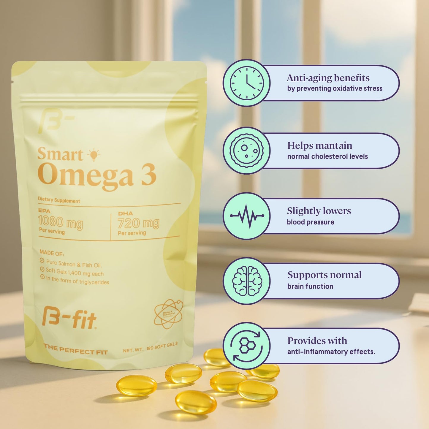 B-fit Omega 3 Fish Oil Capsule, 180 Count