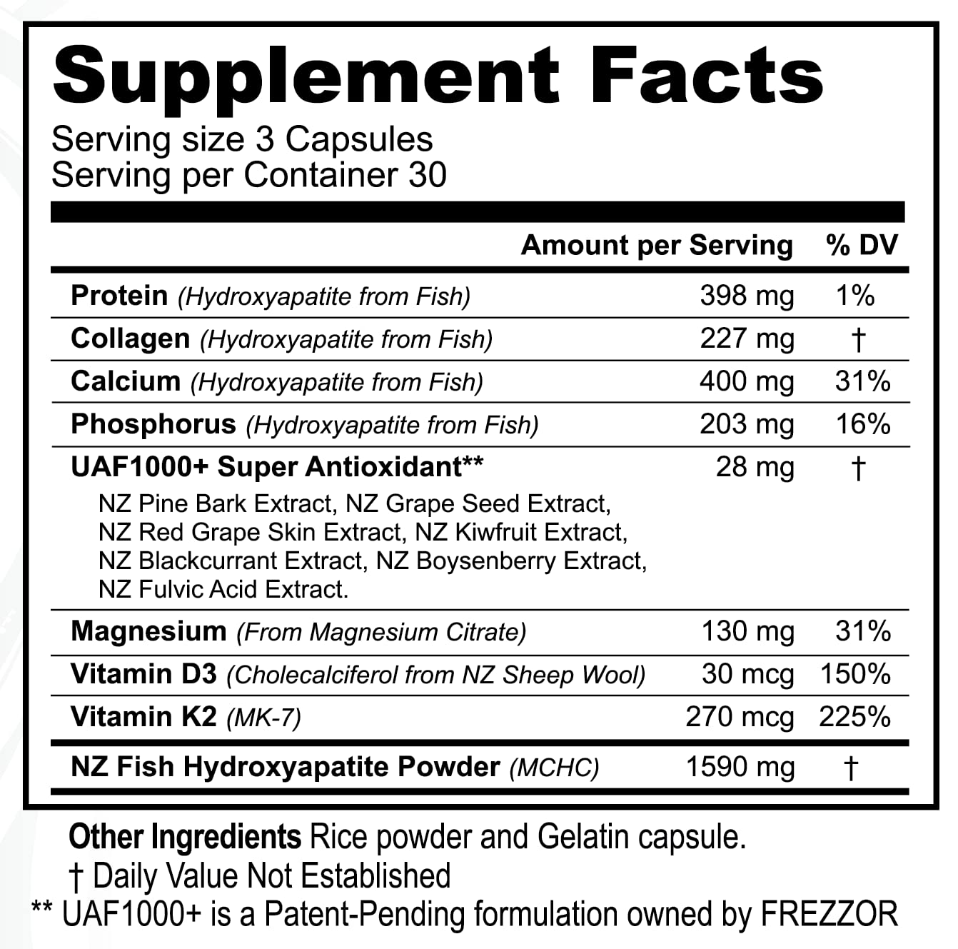 FREZZOR Calcium Plus with UAF1000+ Super Antioxidant Capsules 540 Capsules