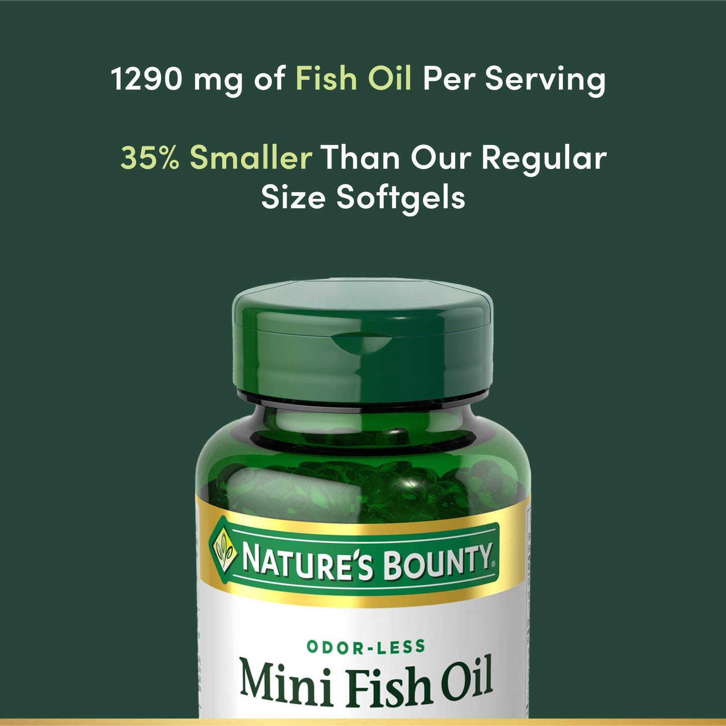 Nature's Bounty Mini Fish Oil Softgels 1290 mg Omega-3 Odor-Less, 180 Softgels