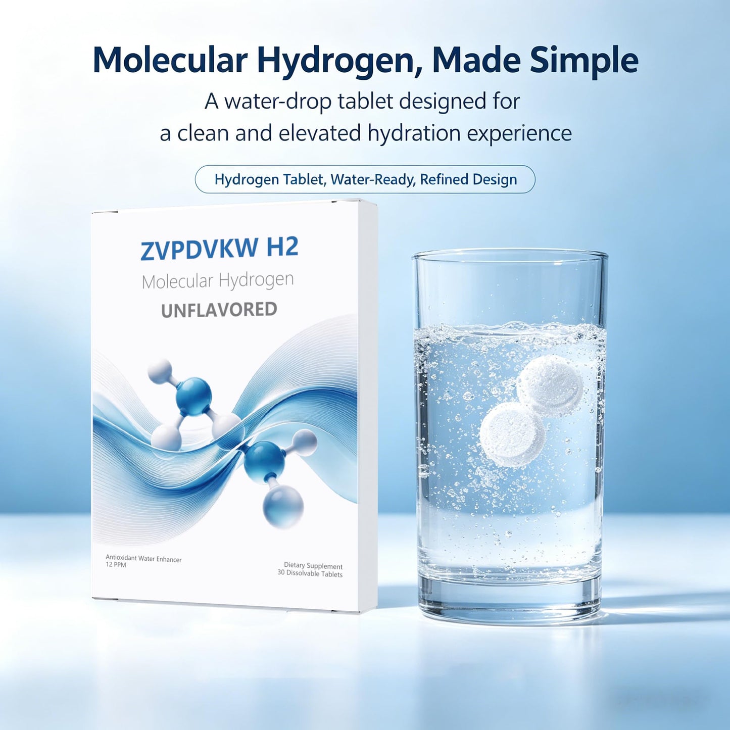 ZVPDVKW H2 Molecular Hydrogen Tablets with Magnesium 30 CT